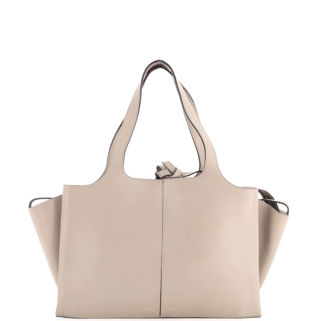 Celine Tri-Fold Shoulder Bag Smooth Calfskin Medium: Celine Tri-Fold Shoulder Bag Smooth Calfskin Medium Smooth Calfskin Medium, the Tri-Fold Shoulder Bag from Celine boasts a timeless design with clean lines and a sophisticated gray exterior. The bag's