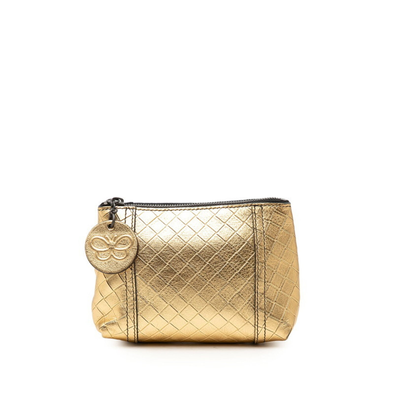 Bottega Veneta Handbag Pouch Leather: Bottega Veneta Handbag Pouch Leather Item Specifics: Brand: Bottega Veneta Type: Handbag, Pouch Material: Leather Color: Gold Gender: Women Size (HxWxD): 10cm x 14cm x 5.2cm / 3.93'' x 5.51'' x