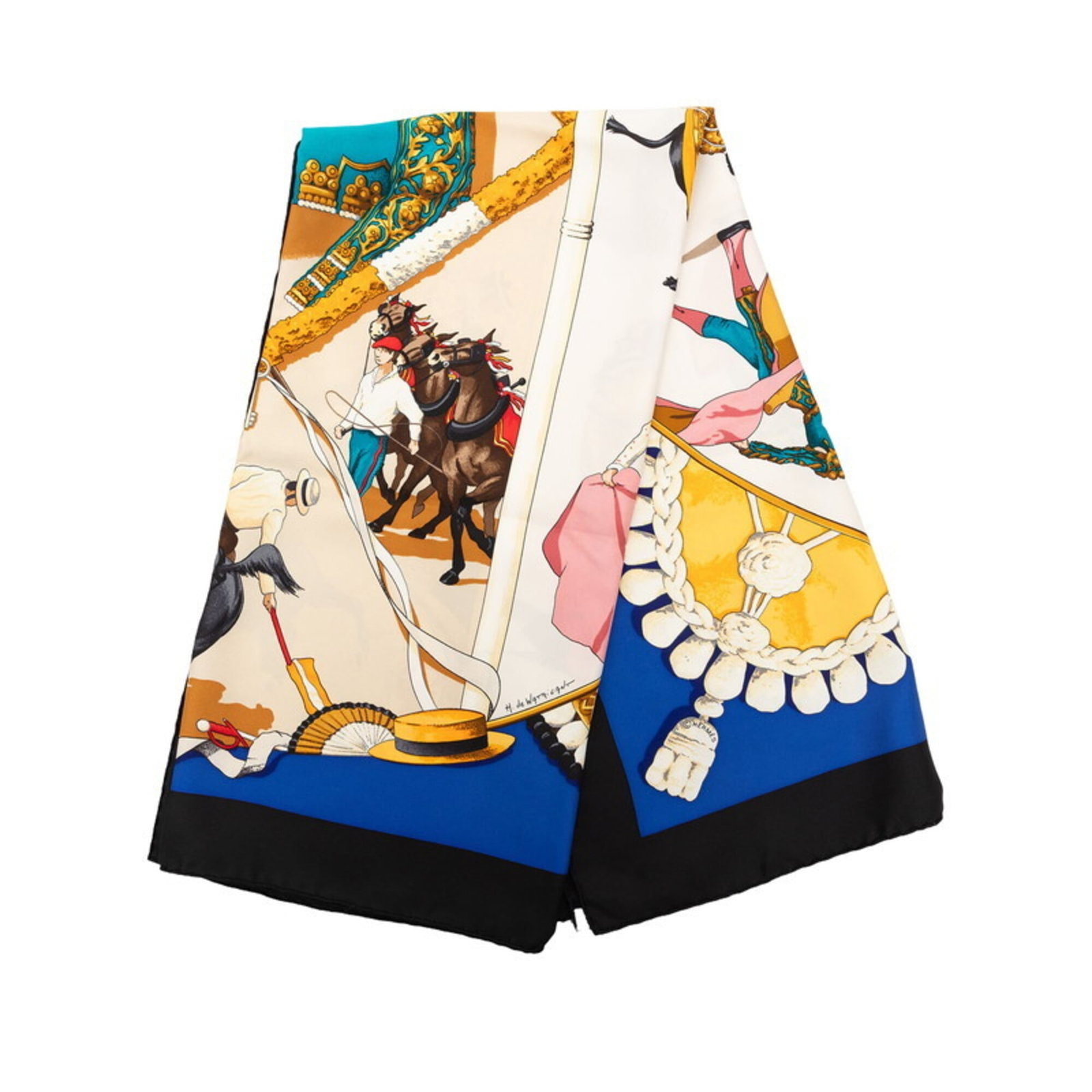 Hermes Silk Scarf: Hermes Silk Scarf Silk in its purest form, this black Hermes scarf boasts a sleek and sophisticated design. Crafted from high-quality silk, it measures 88.5cm x 87.5cm, offering a stylish addition to 