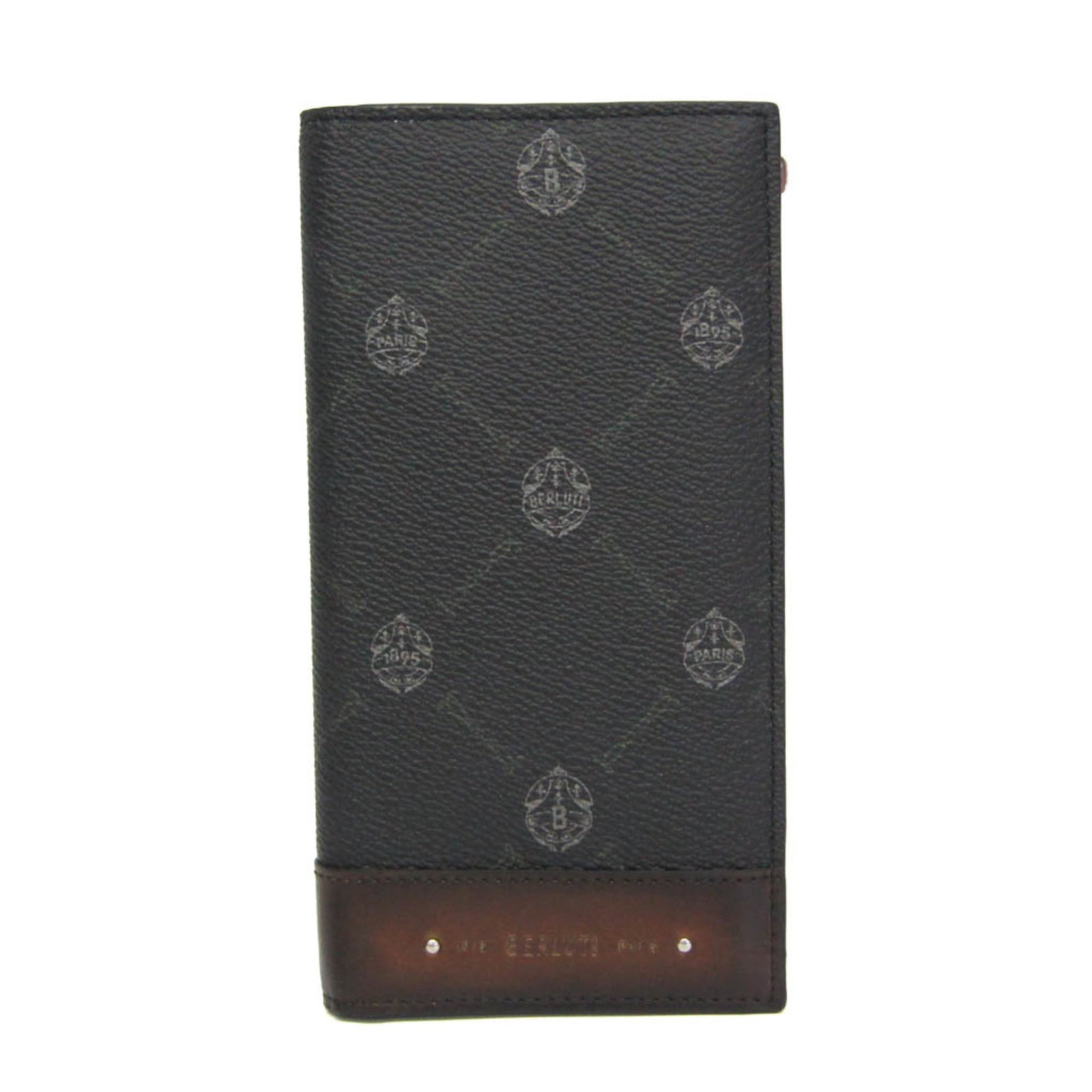 Berluti Long Wallet (Bi-Fold) Leather Pvc: Berluti Long Wallet (Bi-Fold) Leather Pvc The Berluti Long Wallet (Bi-Fold) Leather Pvc boasts a sleek, sophisticated design with a black and brown color palette. Its durable construction features a c