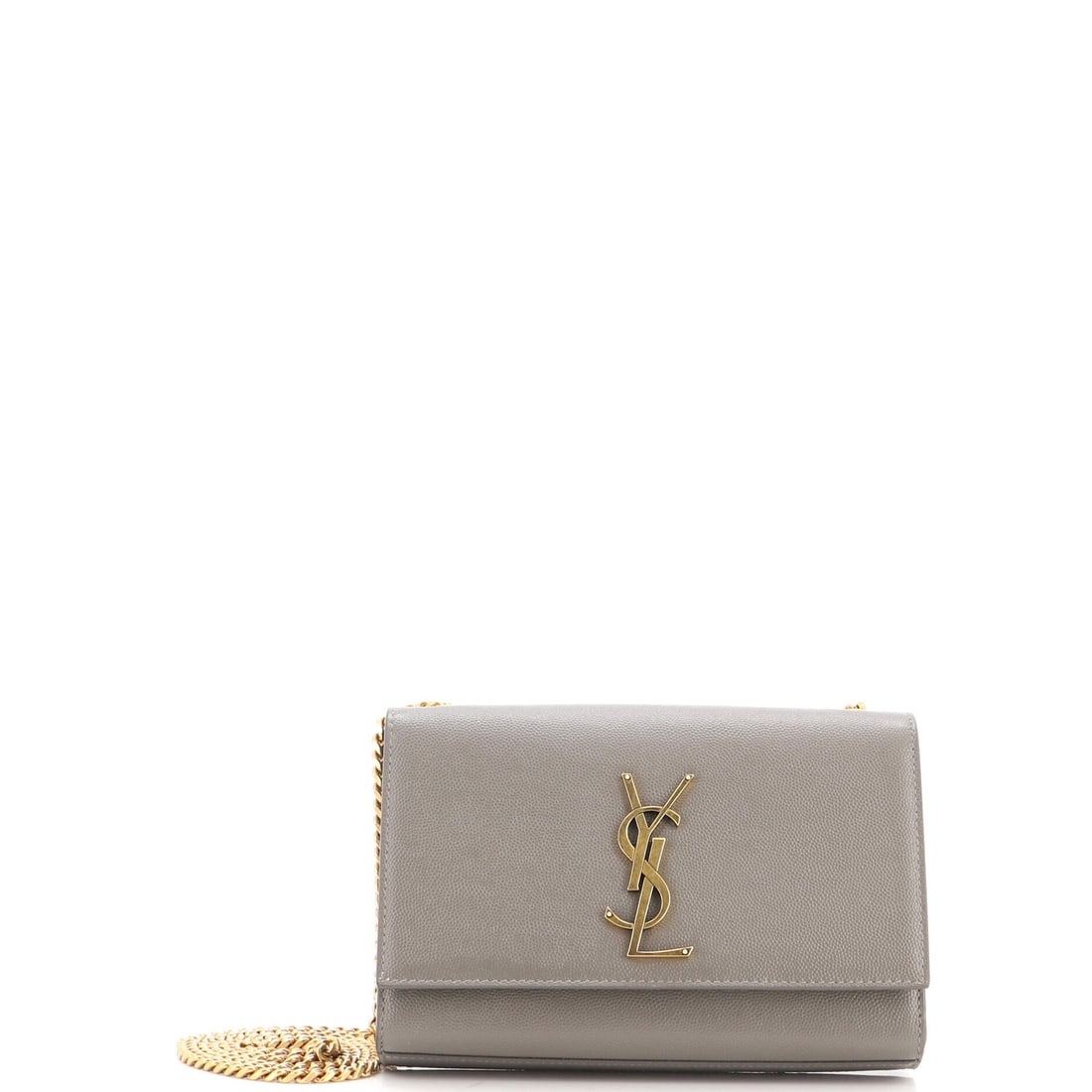 Laurent Saint Classic Monogram Small Leather Crossbody Bag Grainy: Laurent Saint Classic Monogram Small Leather Crossbody Bag Grainy Small but stylish, the Classic Monogram Crossbody Bag Grainy features a sleek gray leather exterior with subtle scuffs and minor