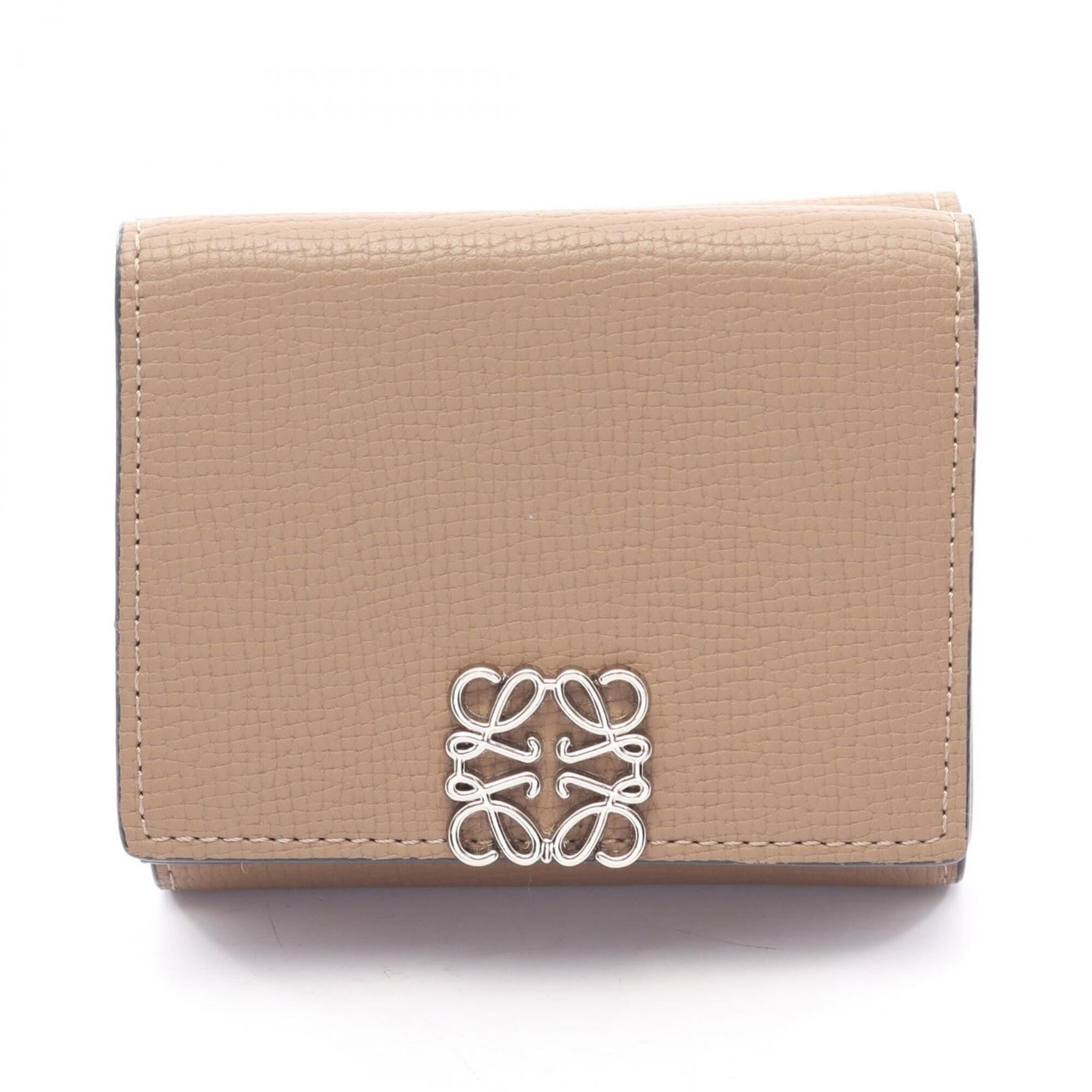 Loewe Wallet (Tri-Fold) Leather: Loewe Wallet (Tri-Fold) Leather Tri-fold leather wallet from Loewe, with clean lines and classic design. Made from high-quality brown leather, it measures 8cm x 10cm x 2.5cm. A timeless accessory for 