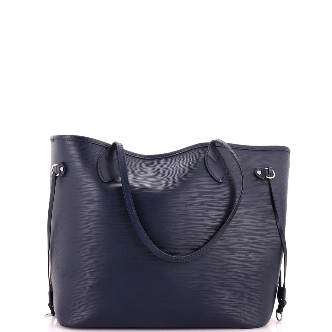 Louis Vuitton Neverfull Tote Epi Leather MM: Louis Vuitton Neverfull Tote Epi Leather MM Blue Louis Vuitton Neverfull Tote Epi Leather MM in great condition, featuring creases and minor scuffs on the exterior. The interior boasts microfiber lini