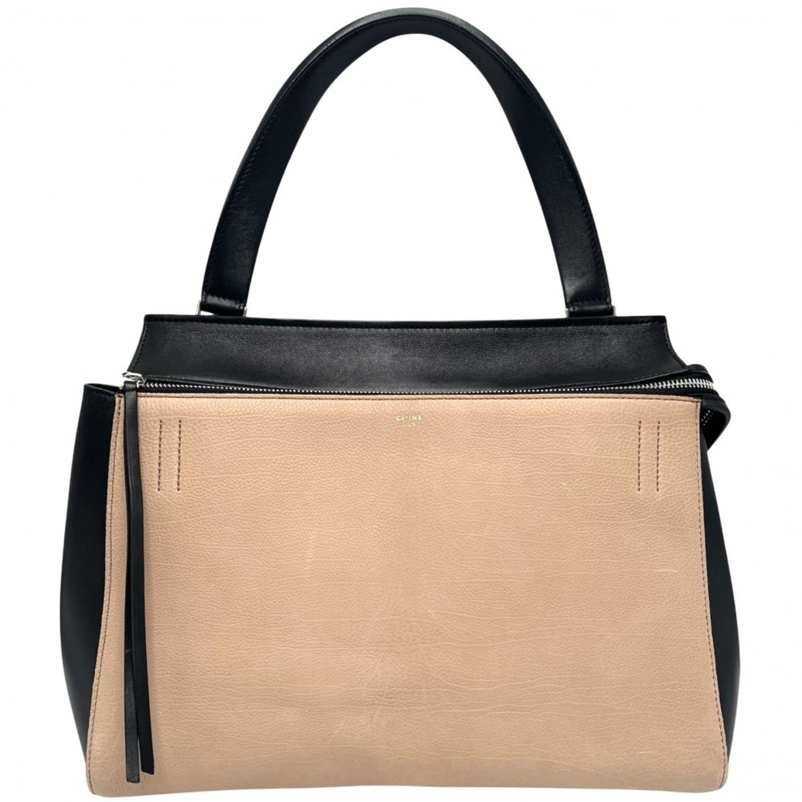 Handbag Celine Leather: Handbag Celine Leather Handbag made from high-quality Celine leather, available in beige and black colors. Measuring 27cm x 34cm x 17cm, it features a classic design with clean lines and a timeless ae