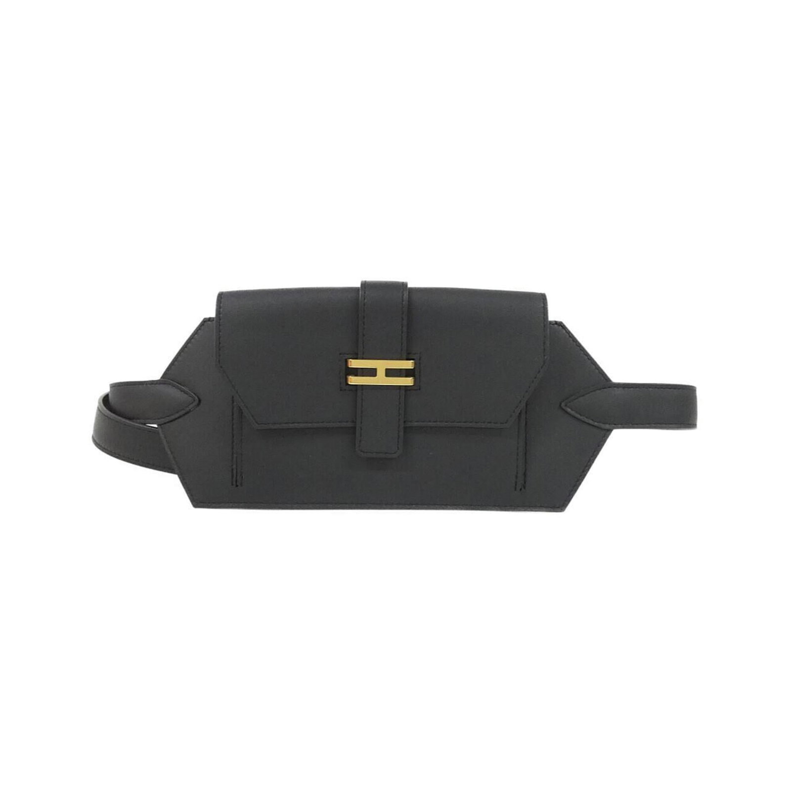Swift Leather Fanny Pack by Hermes: Swift Leather Fanny Pack by Hermes Swift leather fanny pack by Hermes, crafted from high-quality Swift leather in black. This sleek and compact accessory measures 11.2cm x 19cm x 1cm and features a ti