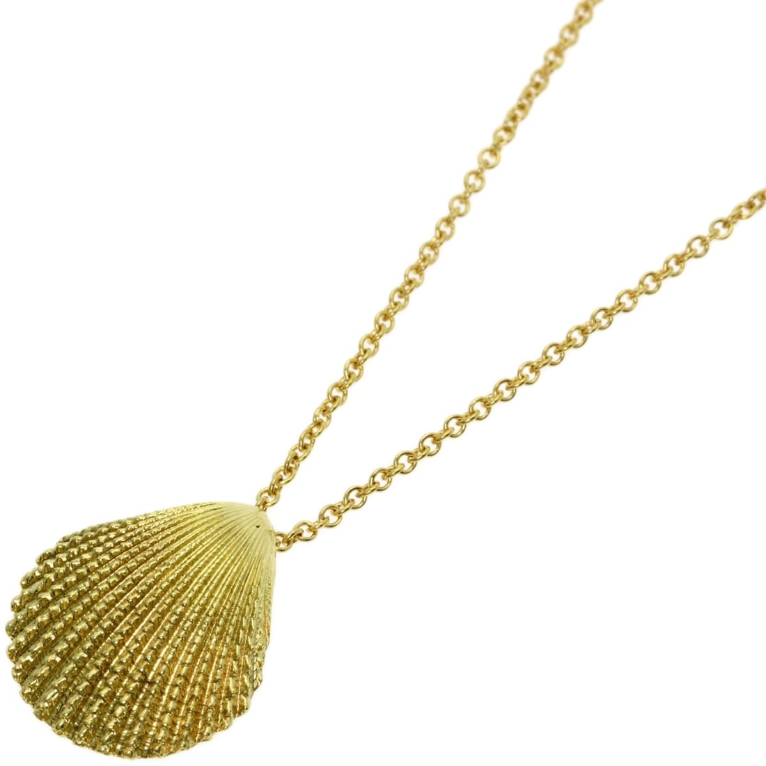 Yellow K18 Gold Tiffany Necklace Motif Shell: Yellow K18 Gold Tiffany Necklace Motif Shell K18 Yellow Gold Tiffany Necklace Motif Shell boasts an elegant, all-gold design with no stone. Measuring 18.1 inches in length, it showcases the brand's si