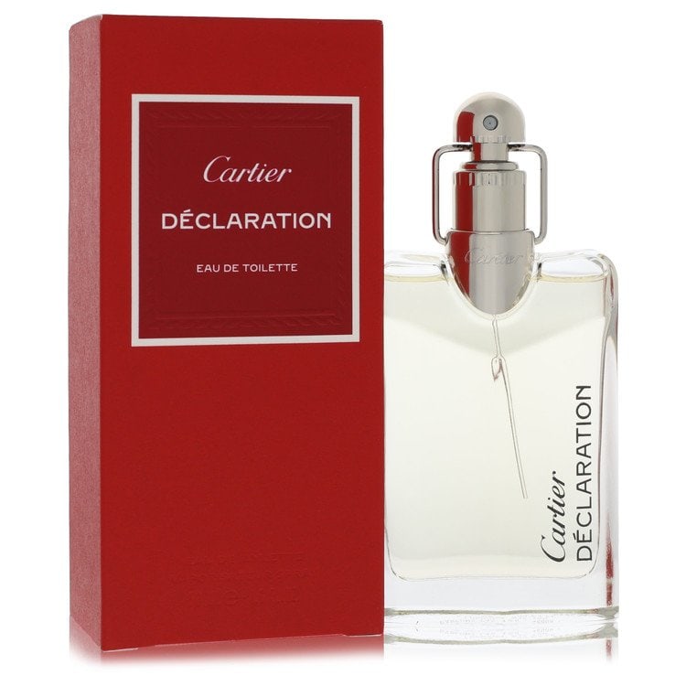 Declaration by Cartier Eau De Toilette Spray 1.7 oz: Declaration by Cartier Eau De Toilette Spray 1.7 oz Sharp and oriental, the Declaration by Cartier Eau De Toilette Spray offers a blend of orange, cedar, birchwood, and oakmoss. Launched in 1998, this