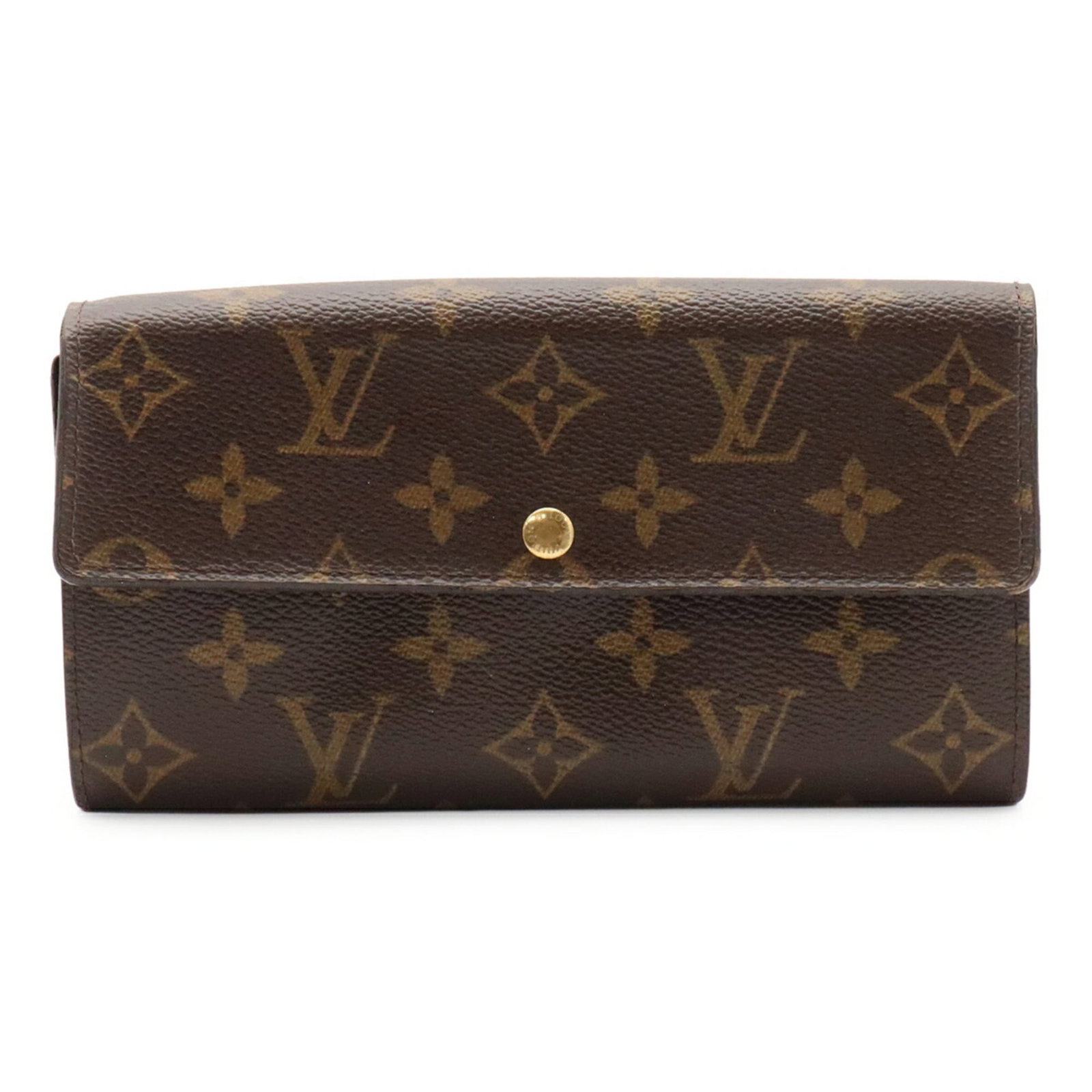 Louis Vuitton bi fold monogram wallet: Louis Vuitton bi fold monogram wallet Brown Louis Vuitton bi-fold wallet with monogram design, measuring 10.5cm x 18.5cm. This long wallet features the iconic Monogram pattern in a classic brown color