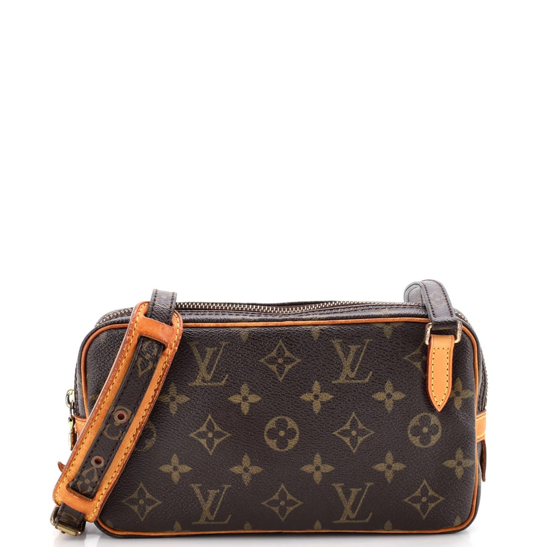 Pochette Bandouliere Bag Monogram Canvas Louis Vuitton: Pochette Bandouliere Bag Monogram Canvas Louis Vuitton Brown canvas coated Louis Vuitton Pochette Marly Bandouliere Bag with gold hardware, featuring a signature and monogram canvas design. The bag