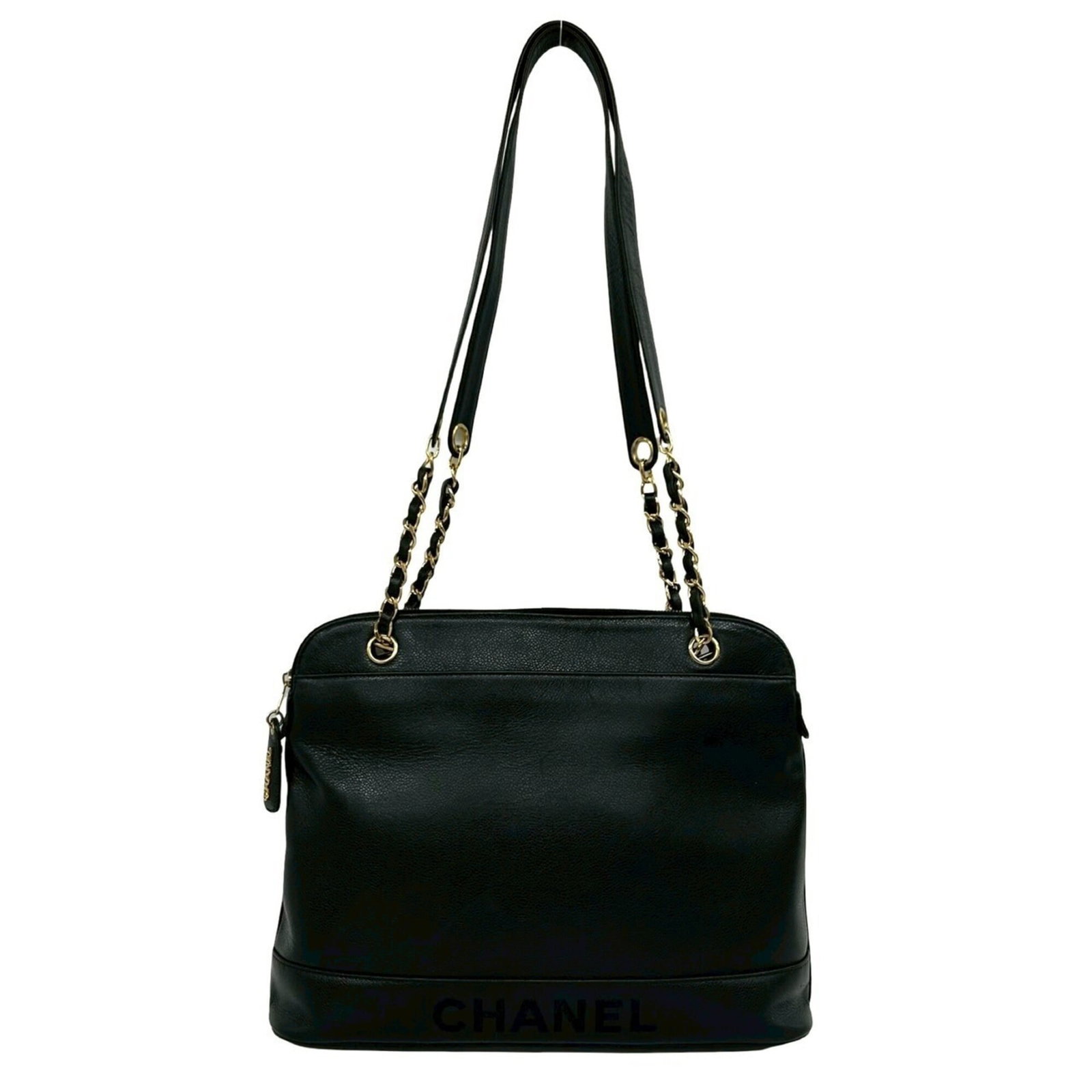 Calfskin Grained Chanel Bag: Calfskin Grained Chanel Bag Calfskin Grained Chanel Bag - A Timeless Black Shoulder Bag. Made from high-quality grained calfskin, this black shoulder bag features a classic design with clean lines