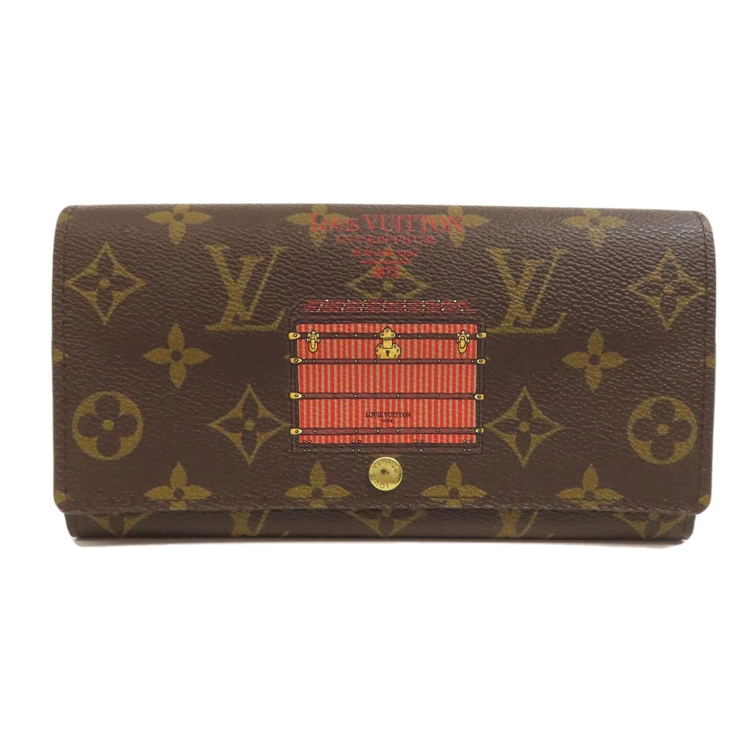 Portefeiulle Wallet With Coin For Sarah Long Louis Trunk M60415: Portefeiulle Wallet With Coin For Sarah Long Louis Trunk M60415 Brown Monogram Canvas Long Wallet With Coin Pocket For Everyday Use. This LOUIS VUITTON long wallet features a classic design with a