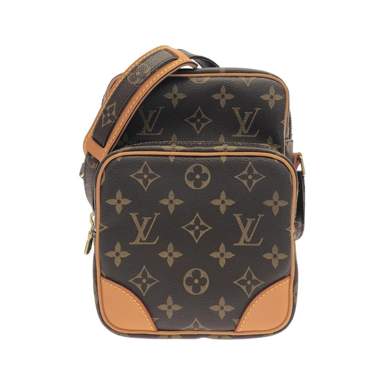 Shoulder bag coated canvas by Louis Vuitton: Shoulder bag coated canvas by Louis Vuitton Coated canvas by Louis Vuitton, featuring a classic design with gold hardware and a signature on the exterior. This shoulder bag measures 23.5cm x 16cm x