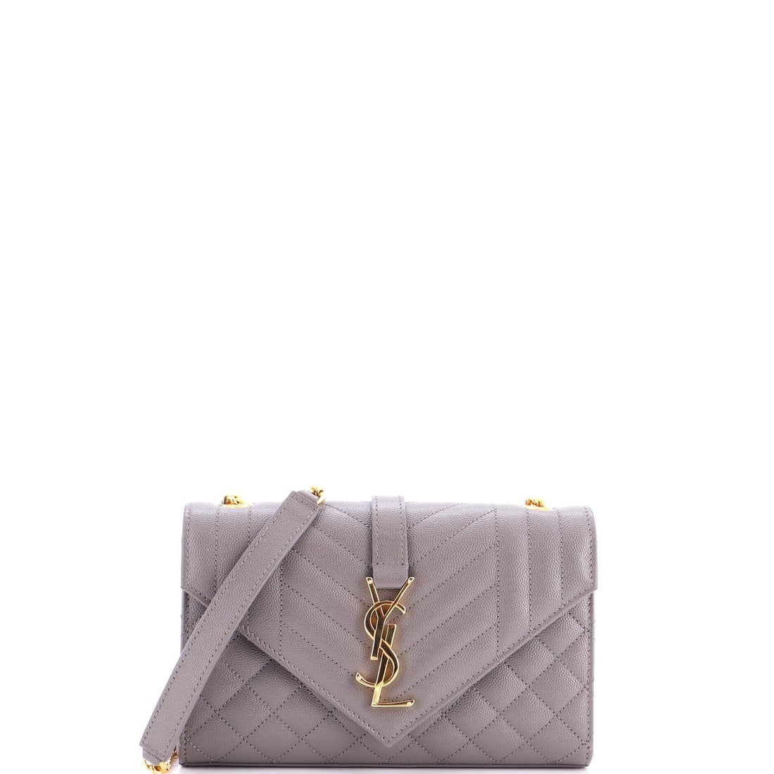 Matelasse Leather Small Classic Saint Laurent Satchel Monogram Envelope: Matelasse Leather Small Classic Saint Laurent Satchel Monogram Envelope Small Classic Saint Laurent Monogram Envelope Satchel in Matelasse Leather features a timeless design with subtle gray color and