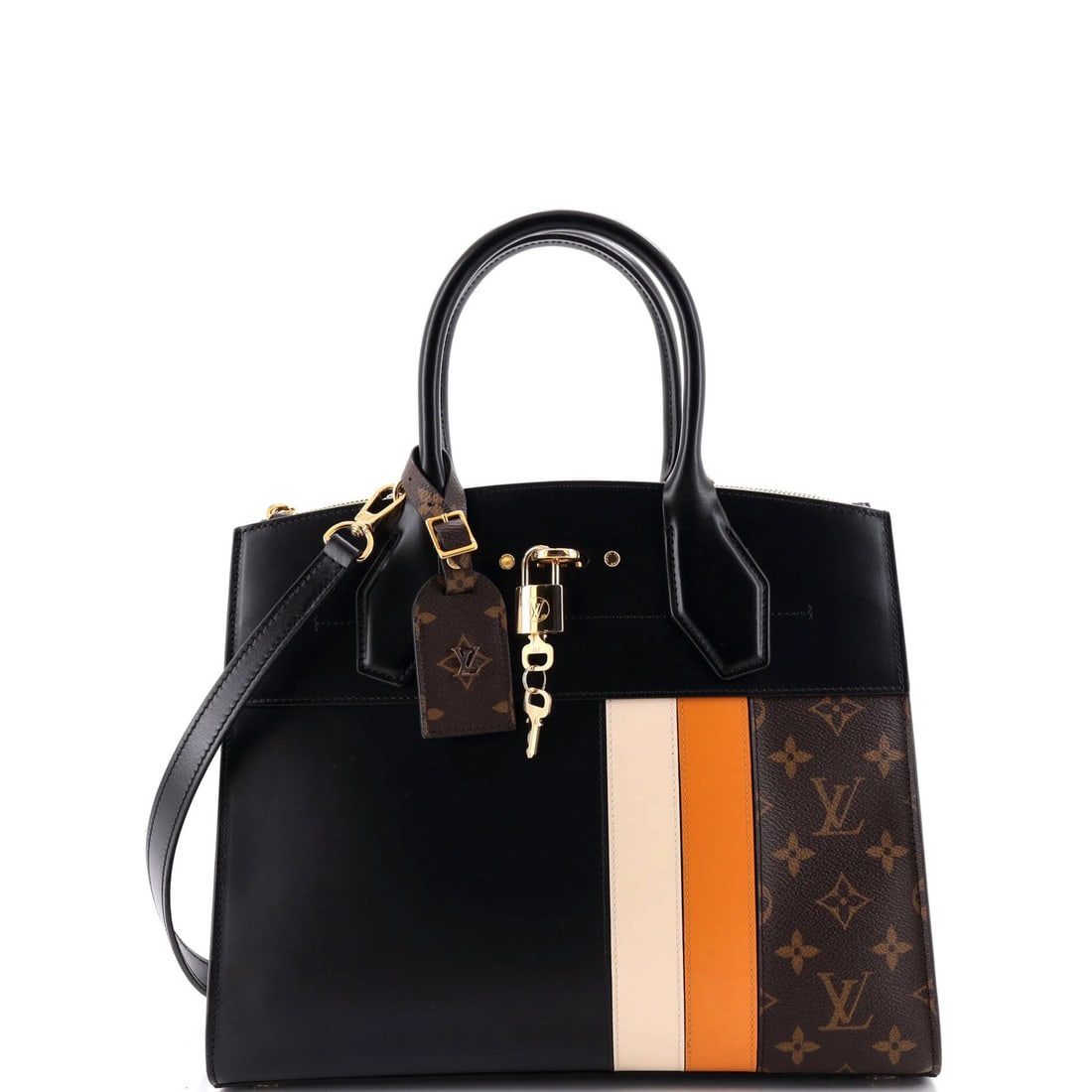 Limited Edition Louis Vuitton City Steamer Handbag Monogram Canvas Leather: Limited Edition Louis Vuitton City Steamer Handbag Monogram Canvas Leather Canvas Coated Leather Monogram Canvas and Leather MM Exterior Material: Canvas Coated, Leather Exterior Color: Black