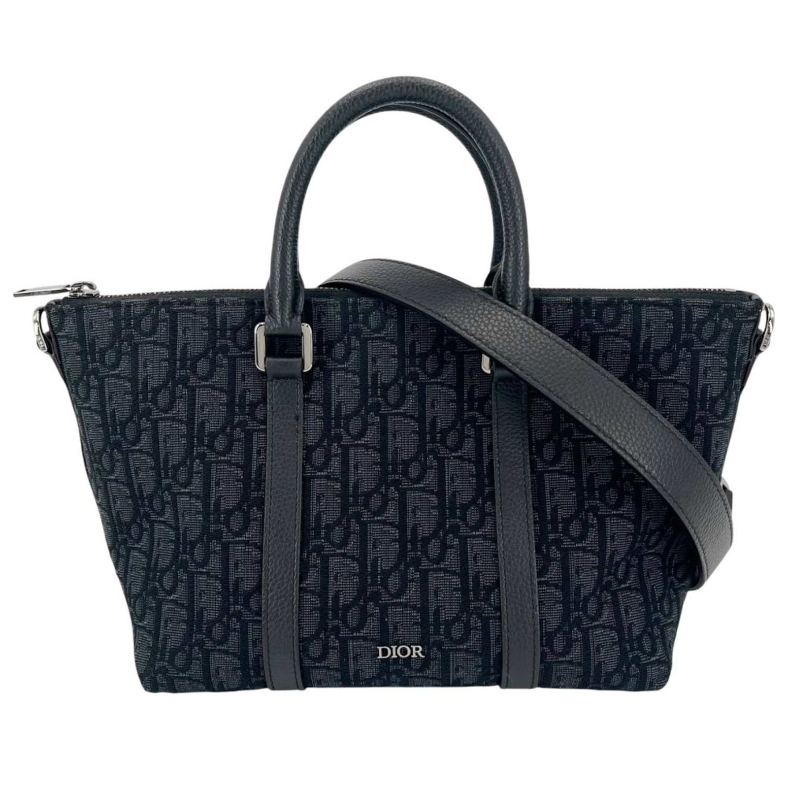 Christian Dior Handbag Canvas Leather Bag Shoulder: Christian Dior Handbag Canvas Leather Bag Shoulder Canvas and leather combine in this navy Christian Dior shoulder bag, measuring 18cm x 23cm x 11.5cm. The canvas material provides a unique texture,