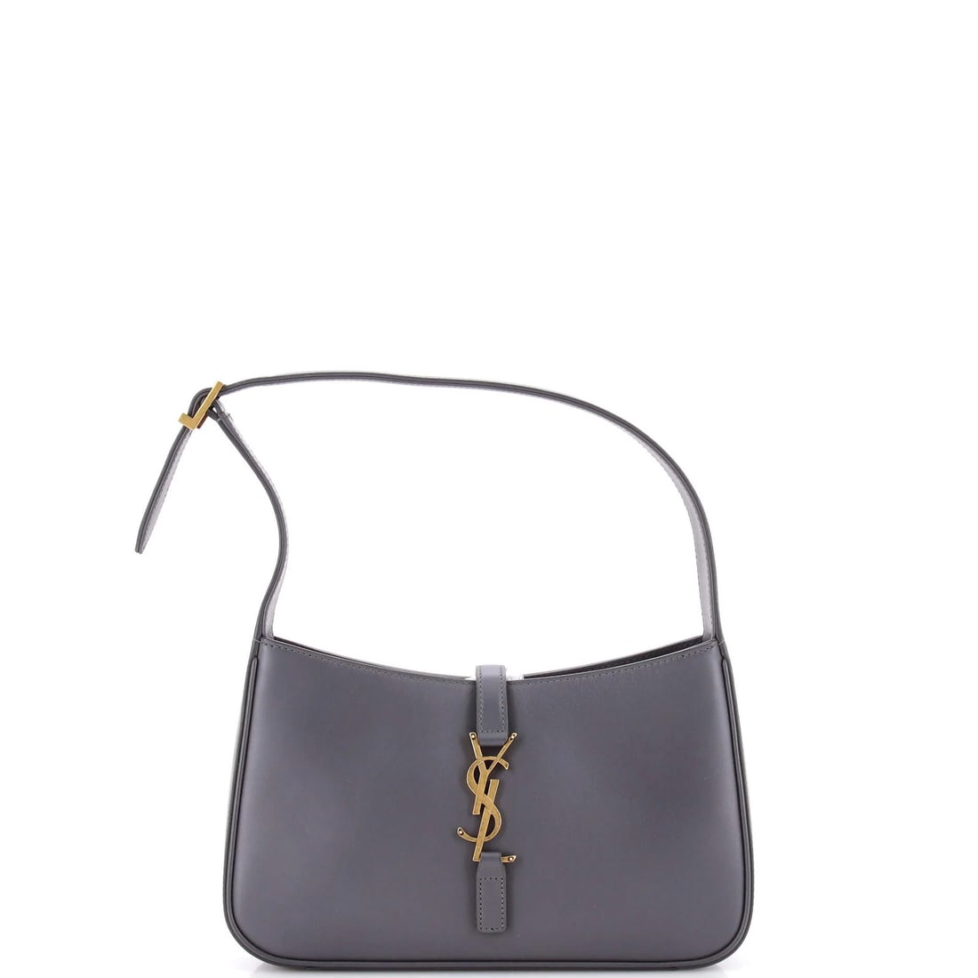 Saint Laurent Leather Hobo Small 5 A 7: Saint Laurent Leather Hobo Small 5 A 7 Small Saint Laurent Leather Hobo in Gray. This stylish small hobo features a sleek gray leather exterior, suede interior, and gold hardware. With its classic