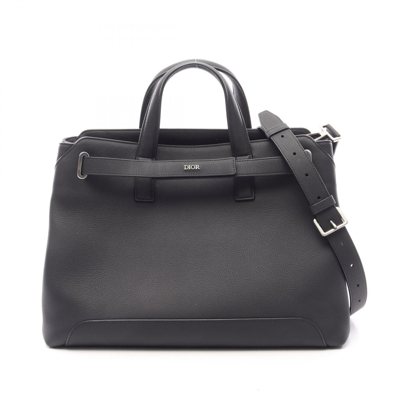 Handbag Tote Leather Dior Christian: Handbag Tote Leather Dior Christian Black leather Dior Christian tote bag with dimensions 30.5cm x 41cm x 18cm, bearing a signature. This handbag features high-quality leather construction and a