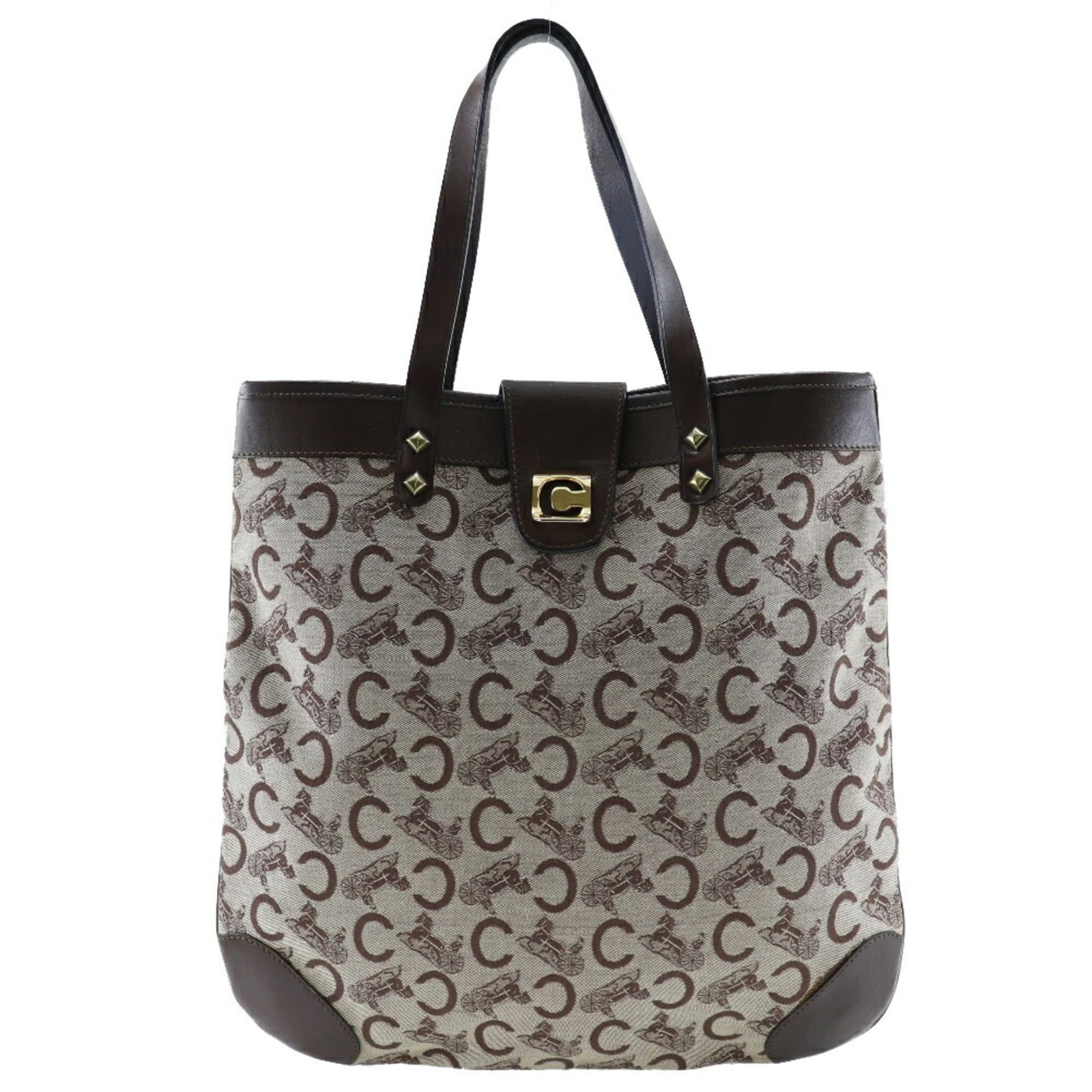 Canvas tote bag by Celine: Canvas tote bag by Celine Canvas tote bag by Celine, made from high-quality French canvas, features a classic brown color and an open closure. Measuring 40cm x 40cm x 3cm, the bag has a sturdy handle