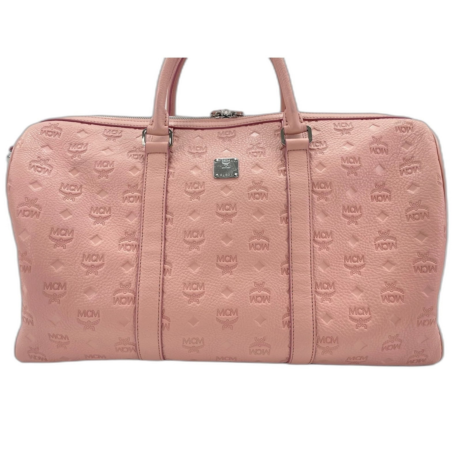 Boston Mcm Leather Weekend Bag: Boston Mcm Leather Weekend Bag The Boston Mcm Leather Weekend Bag boasts a vibrant pink leather exterior, adding a pop of color to any outfit. Measuring 32cm x 46cm x 15cm, this stylish bag features