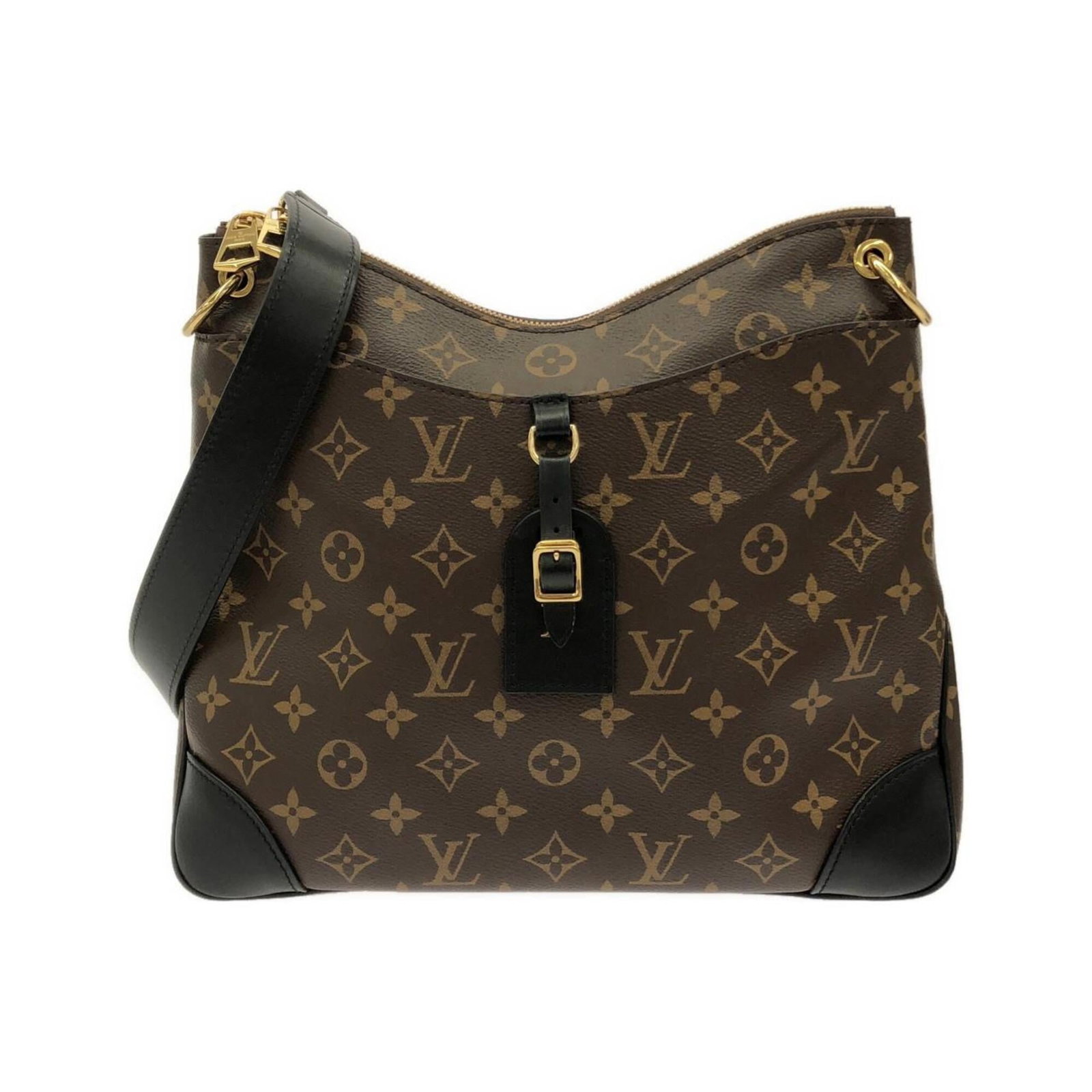 Shoulder bag coated canvas by Louis Vuitton: Shoulder bag coated canvas by Louis Vuitton Coated canvas by Louis Vuitton, featuring a sleek black and maroon design. This shoulder bag boasts gold hardware for a touch of luxury. Measuring 25cm x
