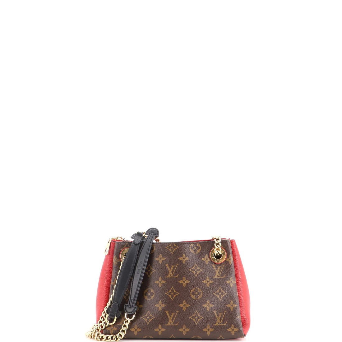 Handbag Monogram Canvas Leather Louis Vuitton Surene BB: Handbag Monogram Canvas Leather Louis Vuitton Surene BB Red Louis Vuitton Surene BB Handbag with Leather and Canvas Coated Exterior, featuring the iconic monogram pattern. This shoulder bag boasts a