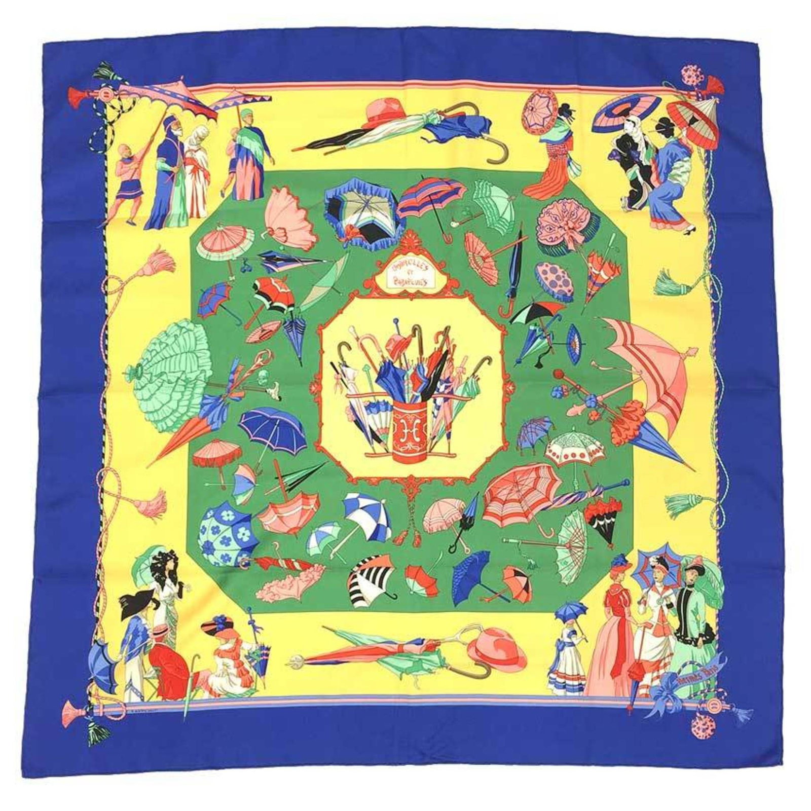 Silk Hermes Scarf 100%: Silk Hermes Scarf 100% Silk Hermes Scarf 100% - A luxurious silk scarf with a vibrant blue and yellow color combination, measuring 90cm x 90cm. Made from 100% high-quality silk, this scarf is a