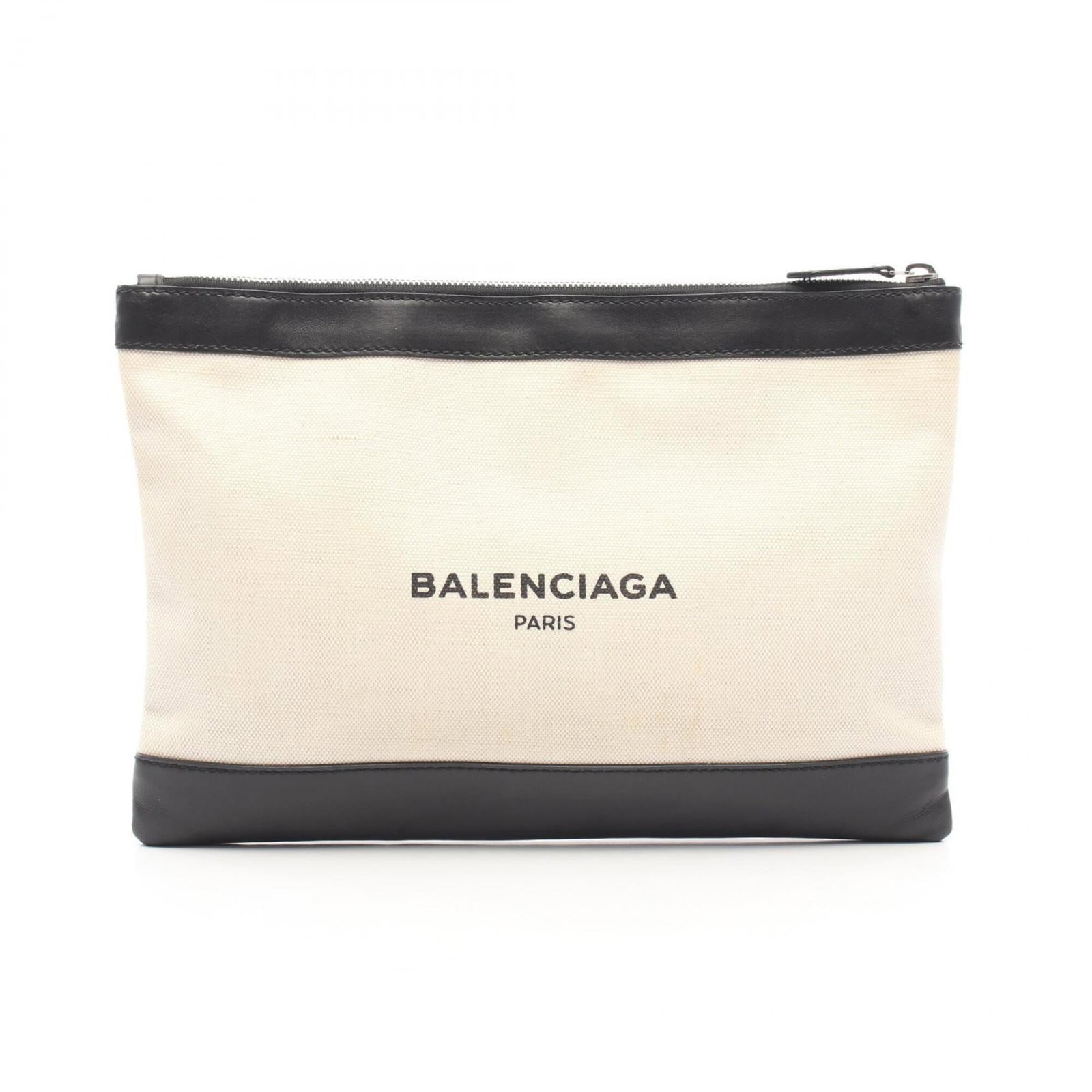 Canvas leather handbag bag clutch: Canvas leather handbag bag clutch Canvas leather handbag clutch in black and ivory, featuring a unique canvas and leather combination. Measuring 22.5cm x 33cm x 1cm, this stylish clutch bag boasts a s