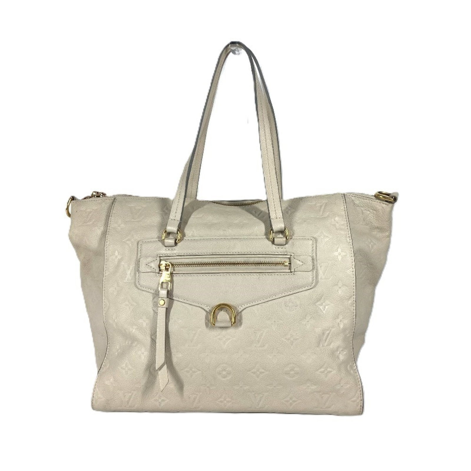Shoulder bag tote monogram empreinte Louis Vuitton: Shoulder bag tote monogram empreinte Louis Vuitton Monogram Empreinte Louis Vuitton tote bag in Neige color, featuring the iconic signature pattern. This shoulder bag measures 27.5cm x 33.5cm x 16cm