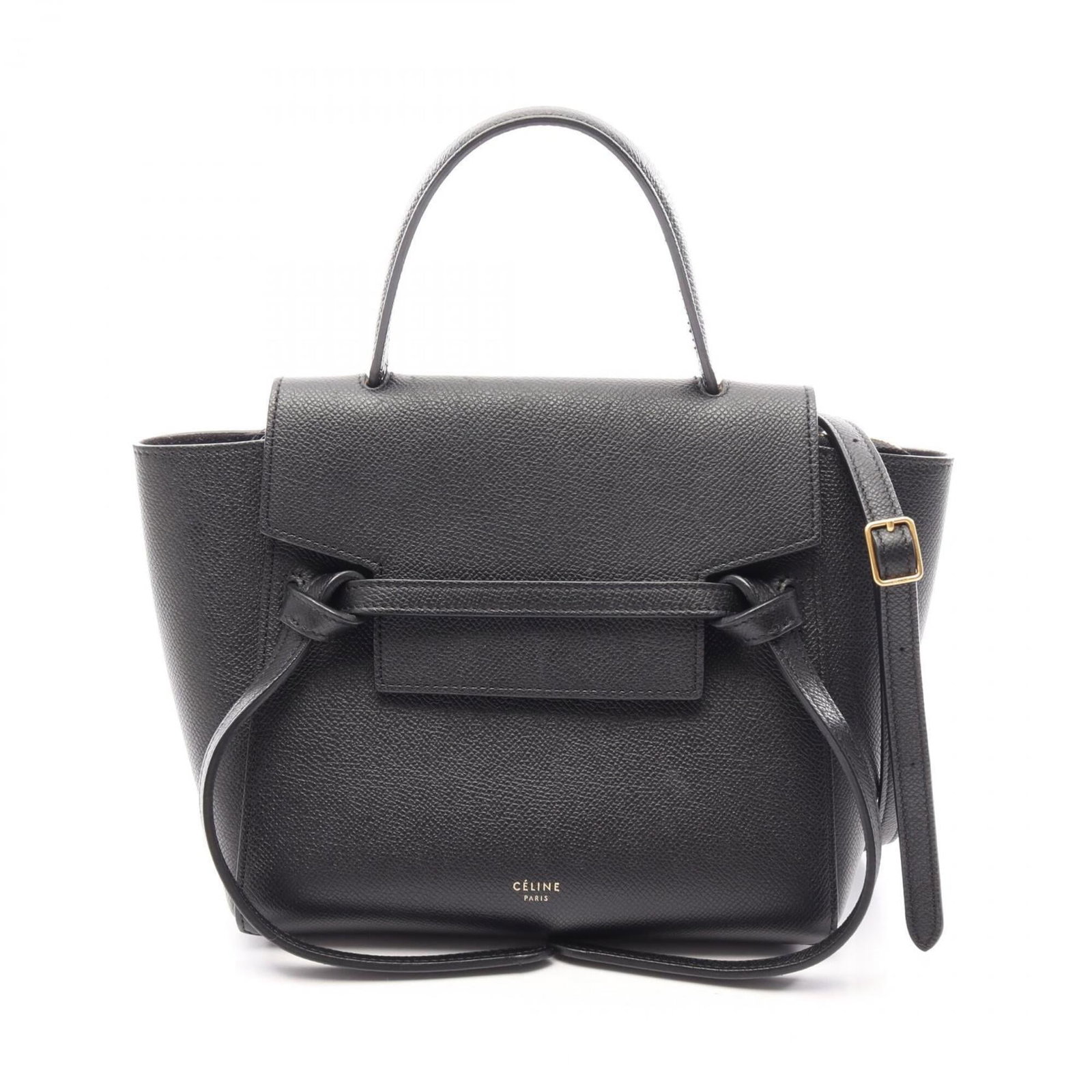 Handbag Celine Leather: Handbag Celine Leather Celine Leather Handbag - Sleek and sophisticated design, crafted from high-quality black leather. Measuring 19cm x 20cm x 11cm, this stylish handbag offers a compact yet versati