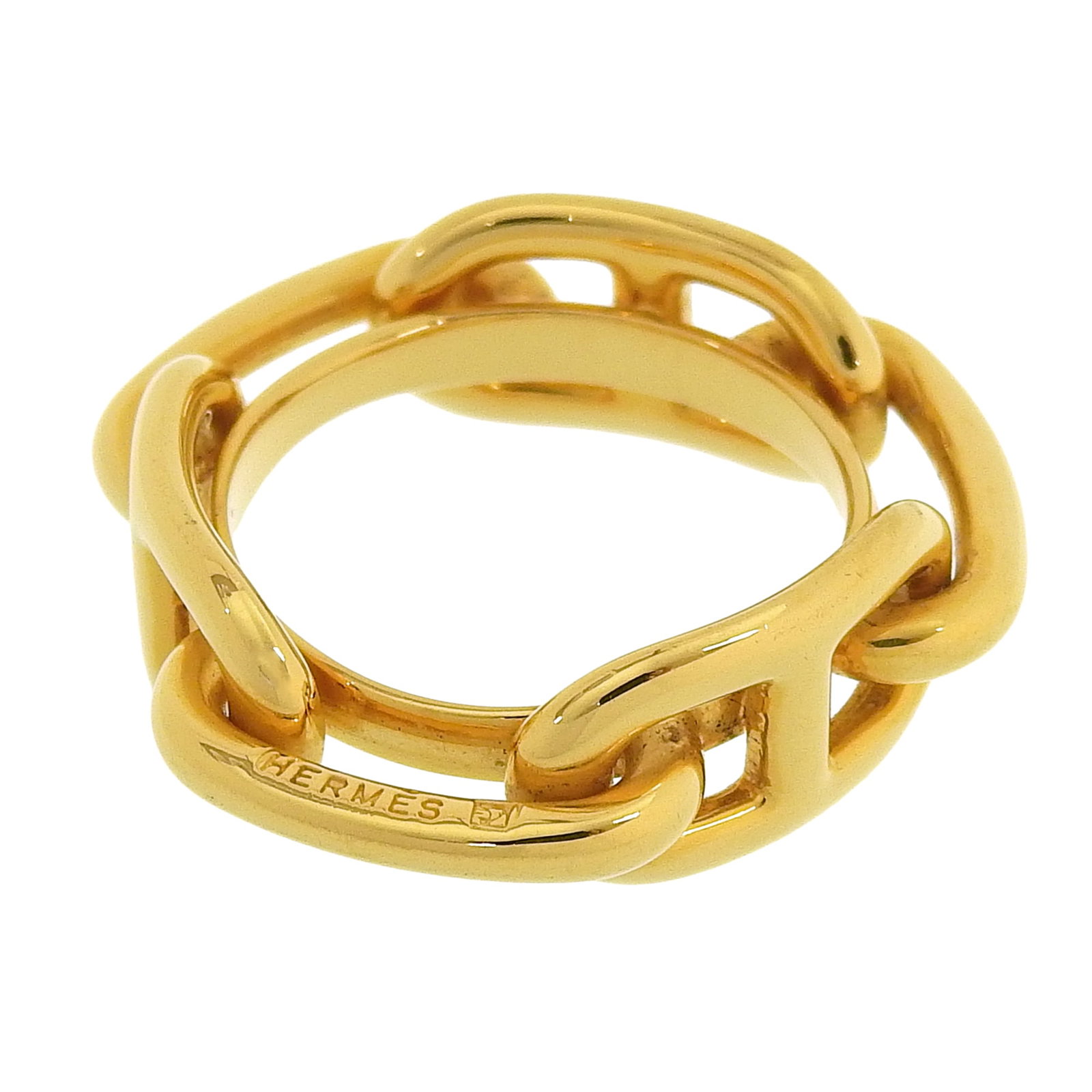 Ring Hermes Scarf: Ring Hermes Scarf The Hermes Scarf ring features a gold design, measuring 1cm x 2.9cm with a box included for storage. This scarf ring bears a signature and comes in a compact size. A stylish