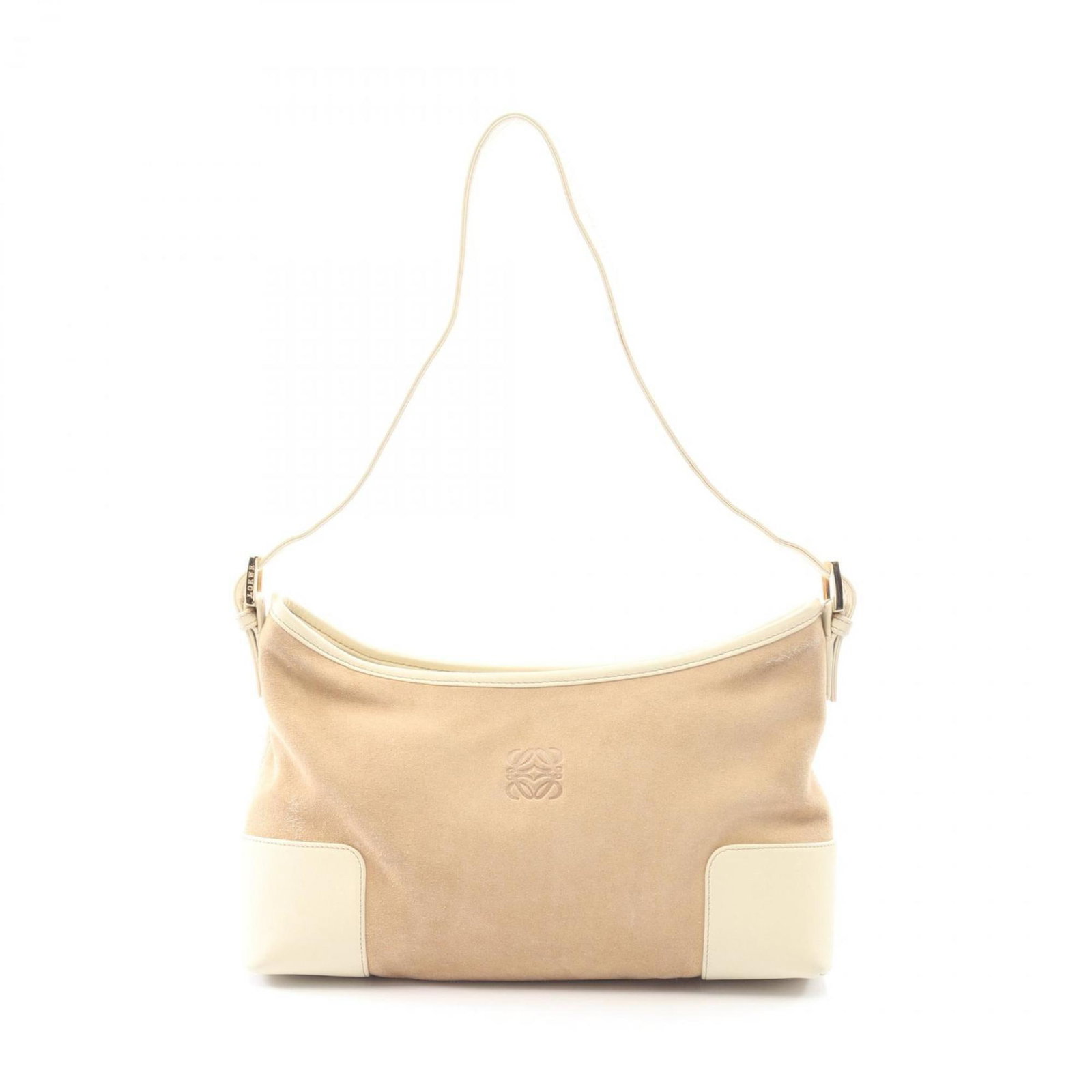 Leather shoulder bag by Loewe: Leather shoulder bag by Loewe Suede leather shoulder bag by Loewe, featuring a classic design with clean lines and a timeless beige color. Measuring 18cm x 31.5cm x 7cm, this stylish accessory is