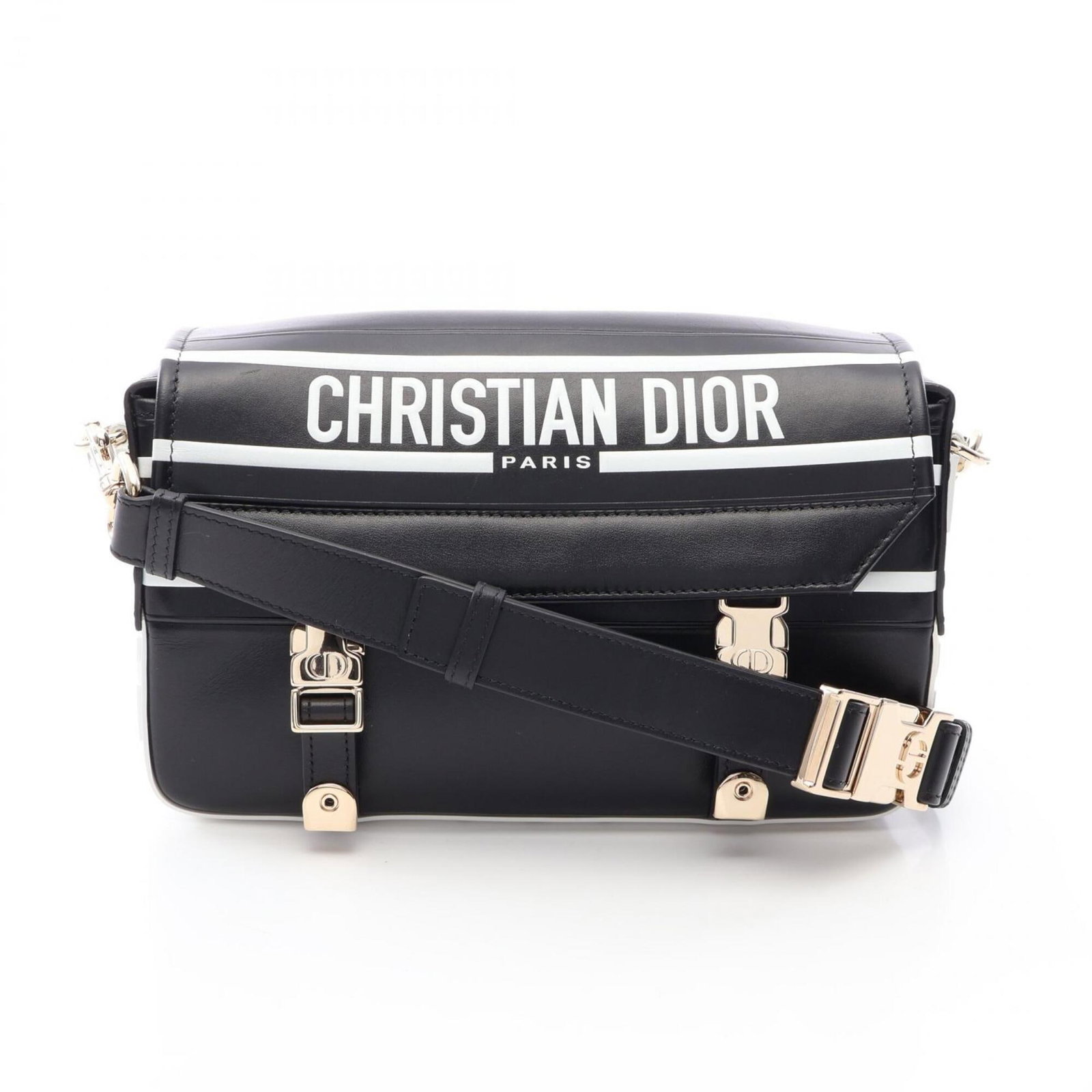 Handbag Shoulder Christian Dior Leather: Handbag Shoulder Christian Dior Leather Black and White Christian Dior Leather Shoulder Bag. This sleek, all-leather shoulder bag from the renowned French fashion house measures 13cm x 23cm x 8.5cm an
