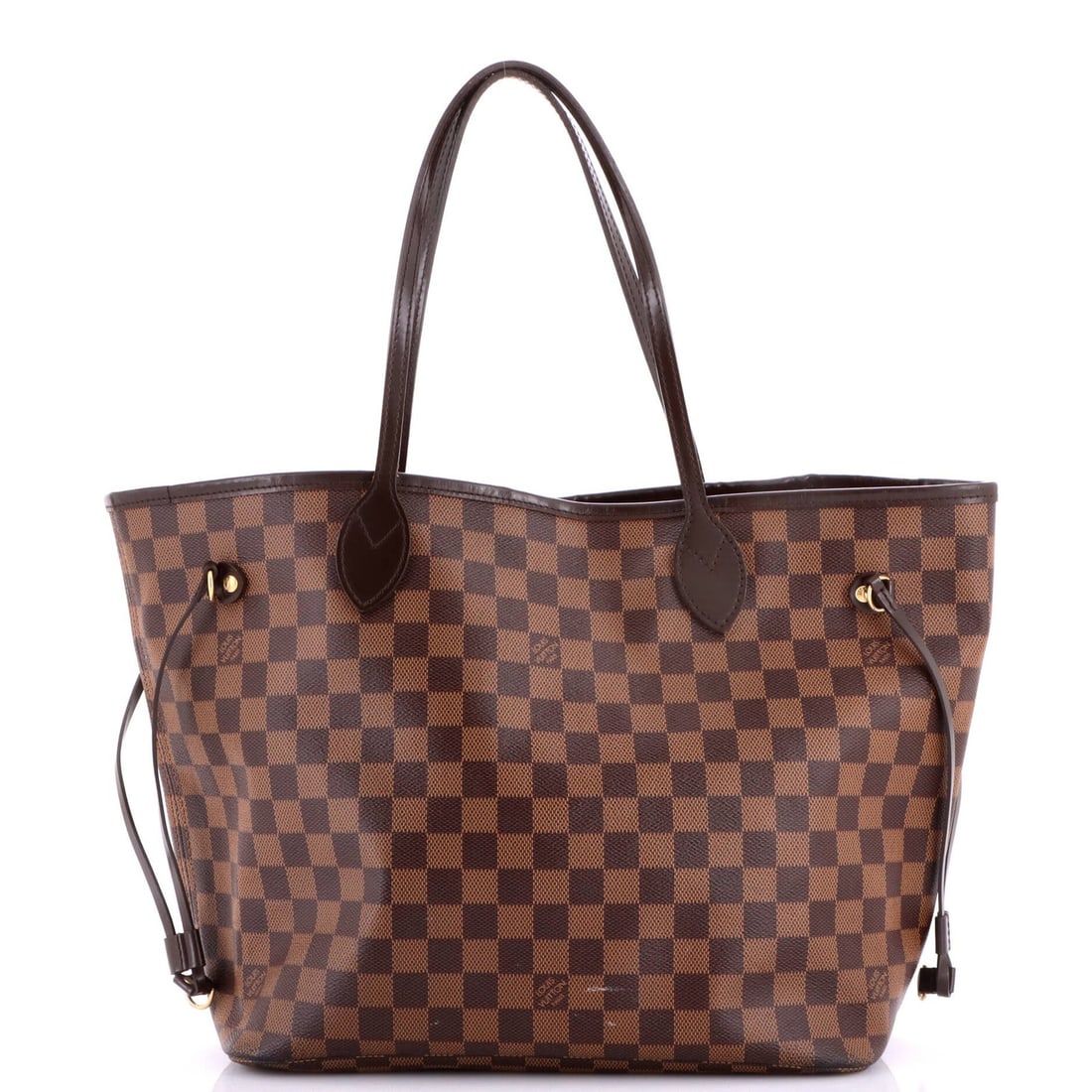 Louis Vuitton Neverfull NM Tote Damier MM: Louis Vuitton Neverfull NM Tote Damier MM Brown Louis Vuitton Neverfull NM Tote Damier MM in great condition, featuring scuffs and edge wear on the exterior. The canvas-coated tote boasts a classic de