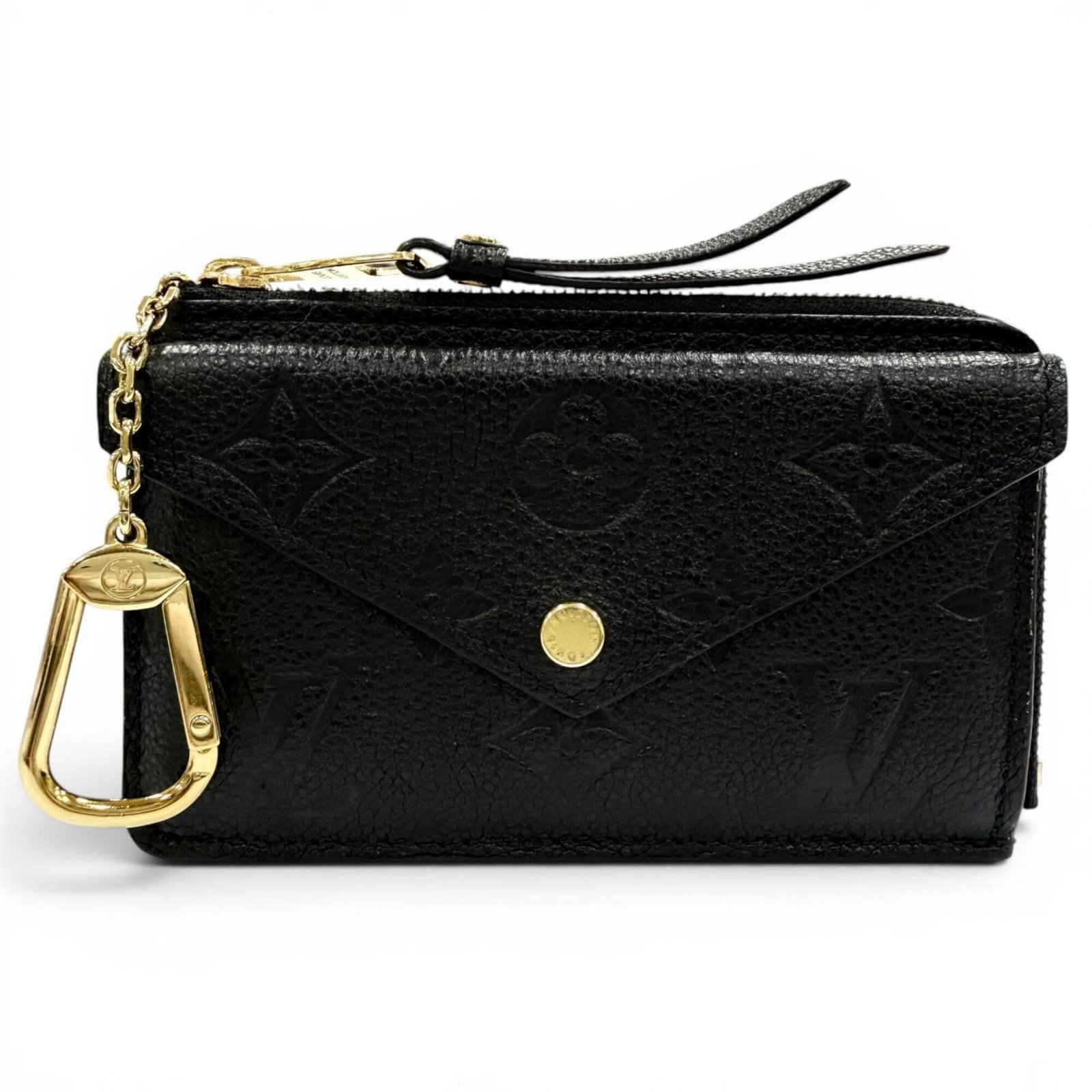 Louis Vuitton Card Case Leather: Louis Vuitton Card Case Leather Black leather card case from Louis Vuitton, made in France with dimensions of 8cm x 13cm. This classic design showcases the iconic brand's signature style and craftsman