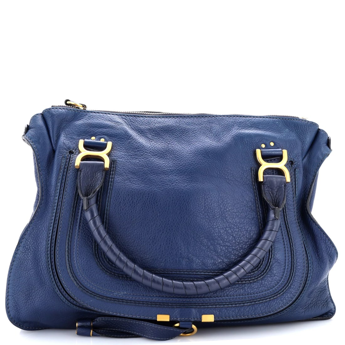 Chloe Marcie Shoulder Bag Leather Large: Chloe Marcie Shoulder Bag Leather Large Chloe Marcie Shoulder Bag Leather Large - A stylish and spacious shoulder bag with a rich blue leather exterior, featuring gold hardware and a comfortable desig