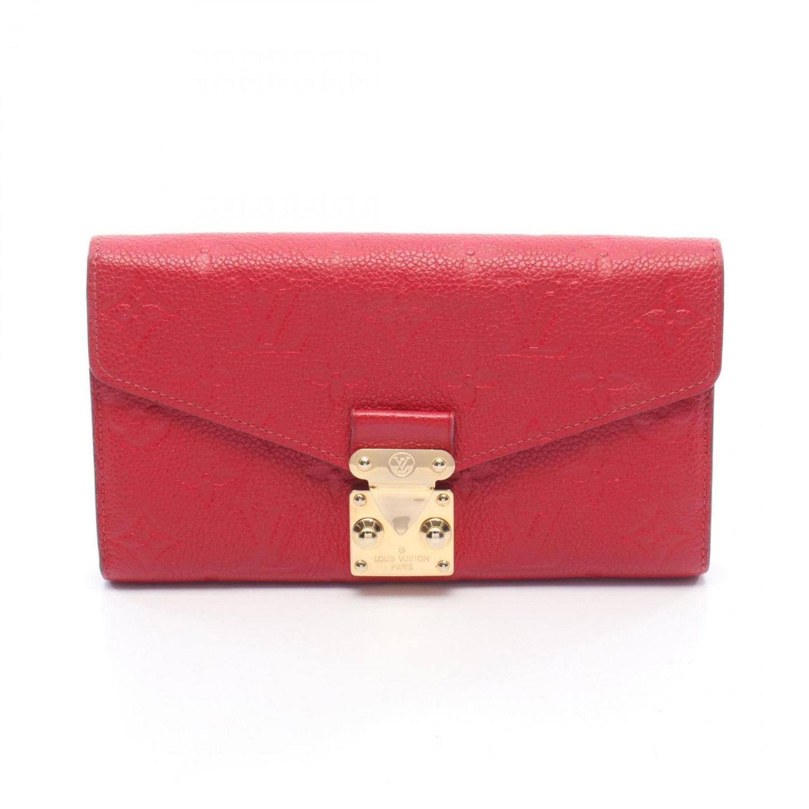 Louis Vuitton Long Wallet (Bi-Fold) Monogram Empreinte: Louis Vuitton Long Wallet (Bi-Fold) Monogram Empreinte The Louis Vuitton Long Wallet (Bi-Fold) Monogram Empreinte boasts a striking red color and iconic Sacrlet finish, adding a touch of elegance to a