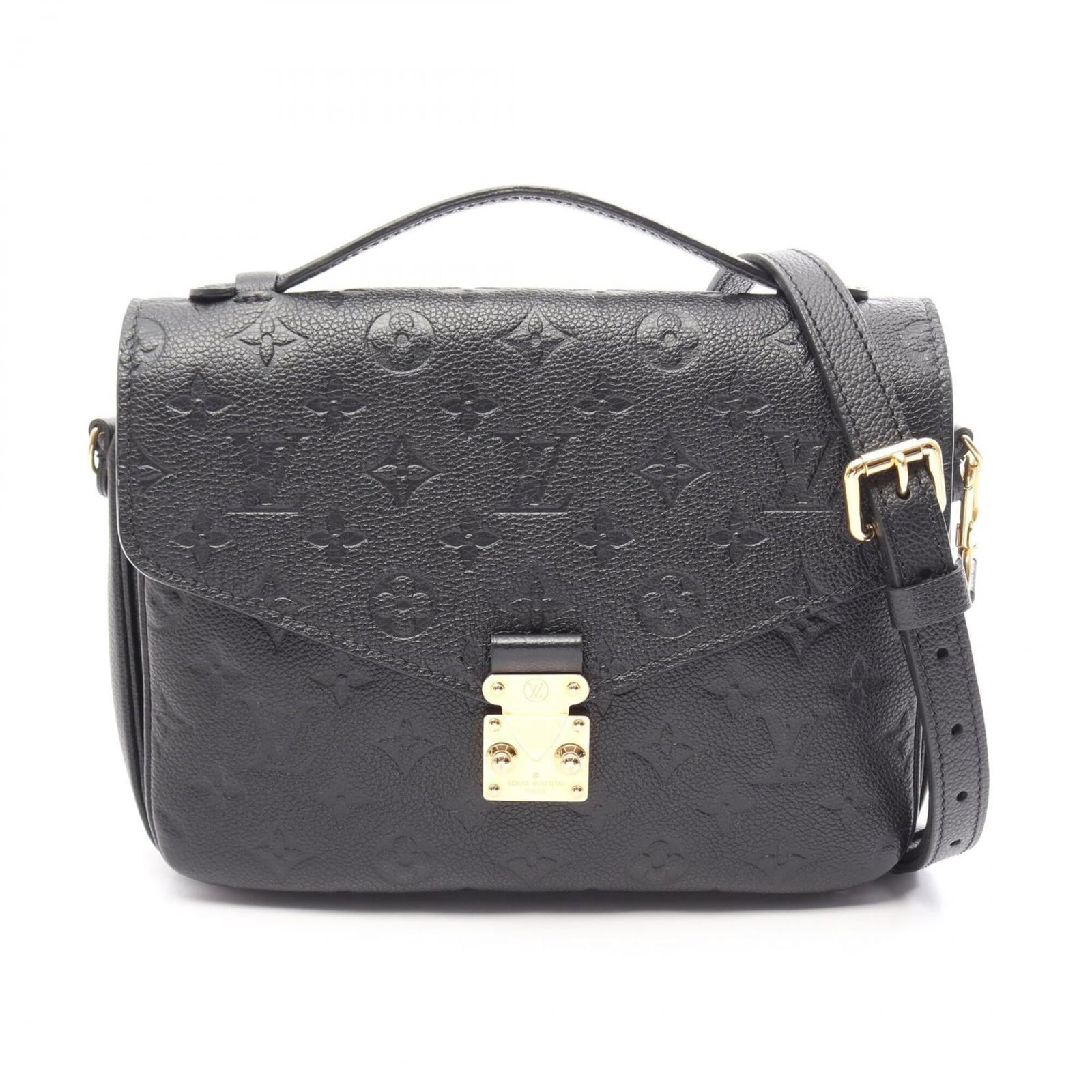 Handbag Pochette Empreinte Monogram Leather Louis Vuitton: Handbag Pochette Empreinte Monogram Leather Louis Vuitton Monogram Empreinte leather adds a touch of classic elegance to this sleek black Louis Vuitton pochette, measuring 19cm x 25cm. The iconic