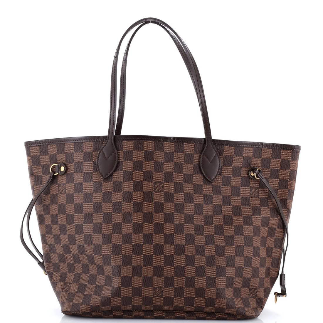Louis Vuitton Neverfull Tote Damier MM: Louis Vuitton Neverfull Tote Damier MM Brown Louis Vuitton Neverfull Tote Damier MM, featuring canvas coated exterior with gold hardware and red interior. The classic design boasts a timeless