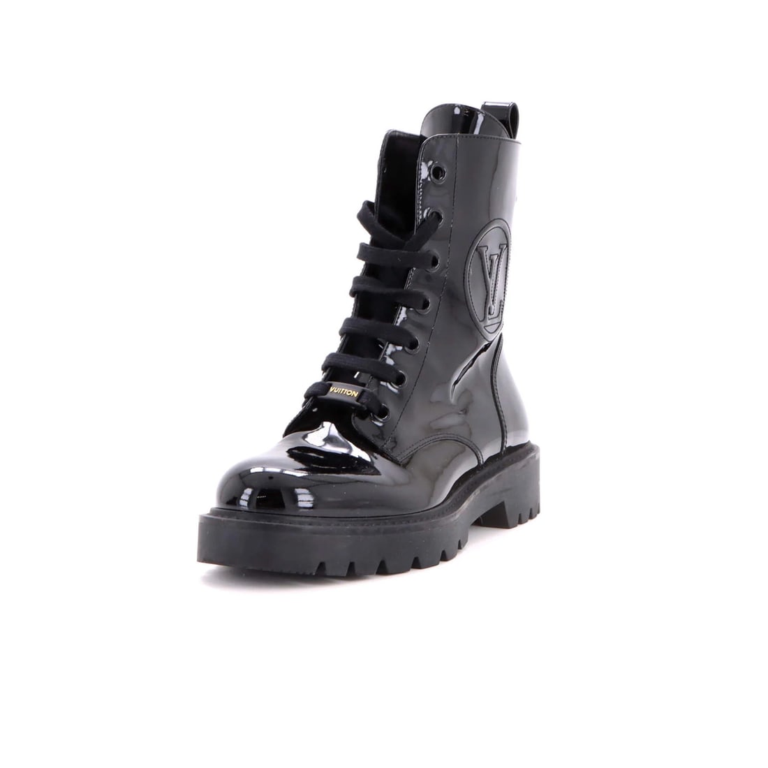 Louis Vuitton Women's Monogram High Ranger Flat Boots Patent: Louis Vuitton Women's Monogram High Ranger Flat Boots Patent Patent leather upper in black, adorned with the iconic Louis Vuitton monogram pattern, adds a touch of sophistication to these high-ranger 