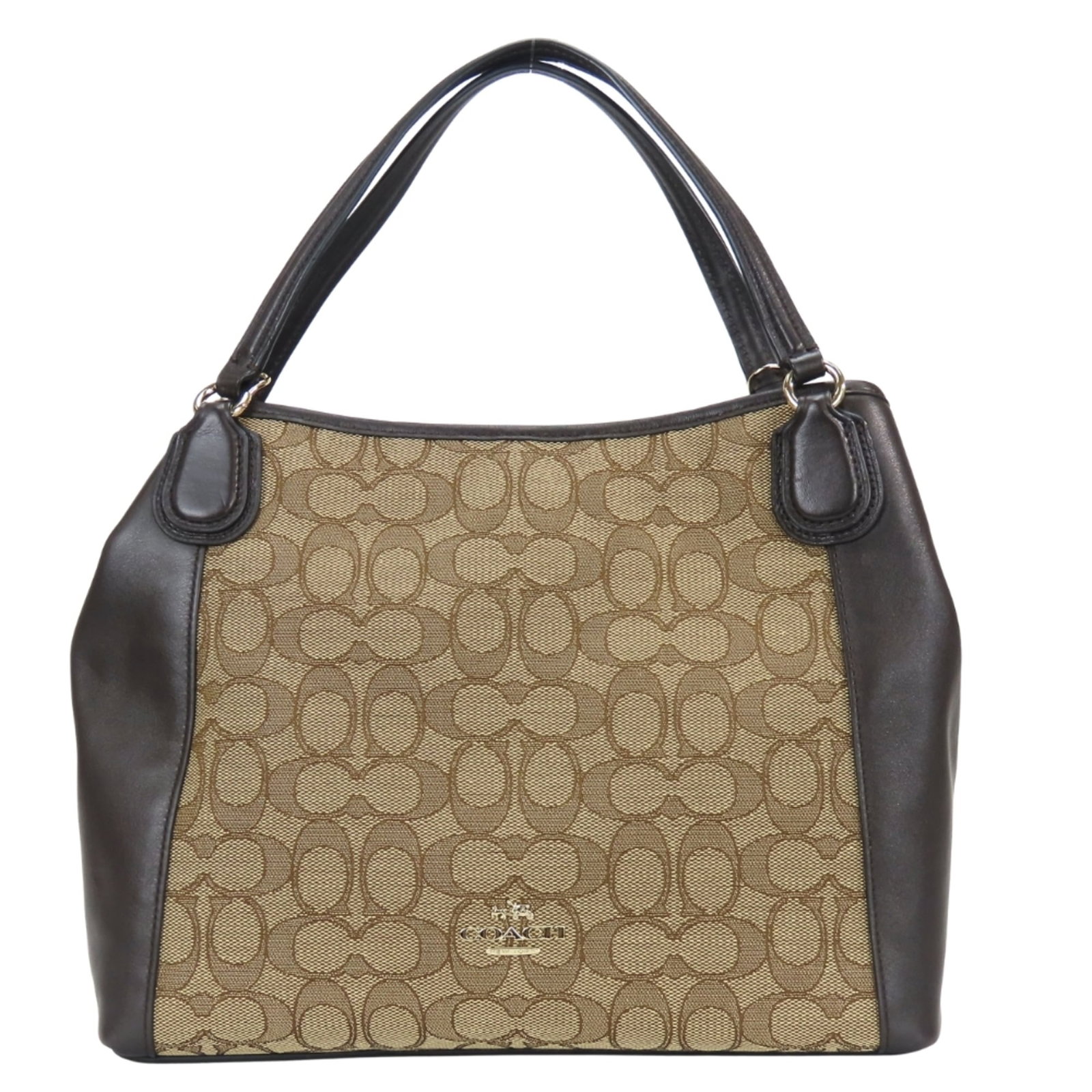 Canvas Leather Coach Tote Bag: Canvas Leather Coach Tote Bag Canvas Leather Coach Tote Bag - A stylish and versatile everyday tote, featuring a unique blend of canvas and leather materials in a classic beige and dark brown color