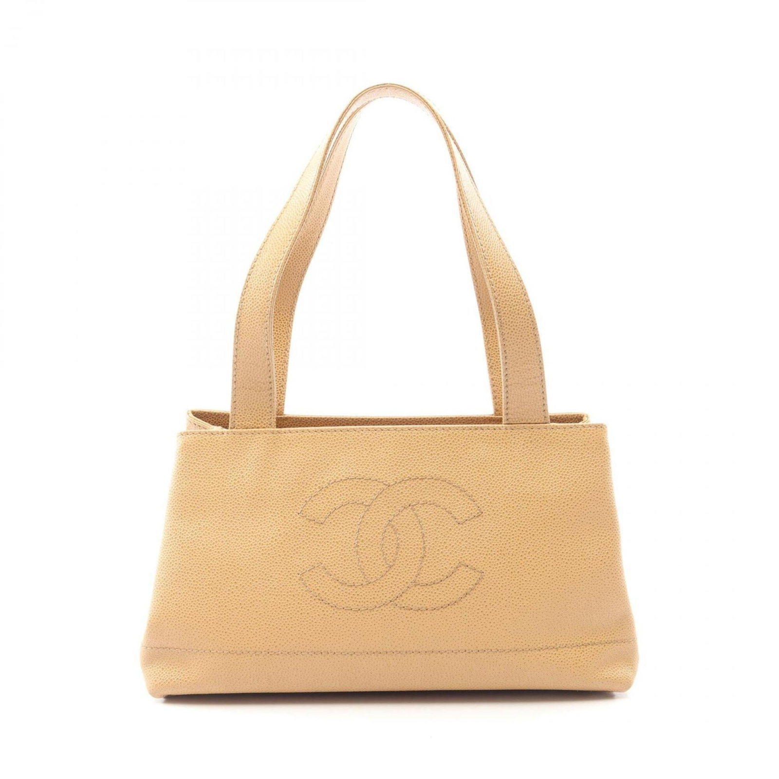 Chanel Handbag Tote Bag Grained Calfskin: Chanel Handbag Tote Bag Grained Calfskin Grained Calfskin Chanel Handbag Tote Bag in Beige. This elegant tote bag features a classic design, premium material, and gold hardware details. Measuring