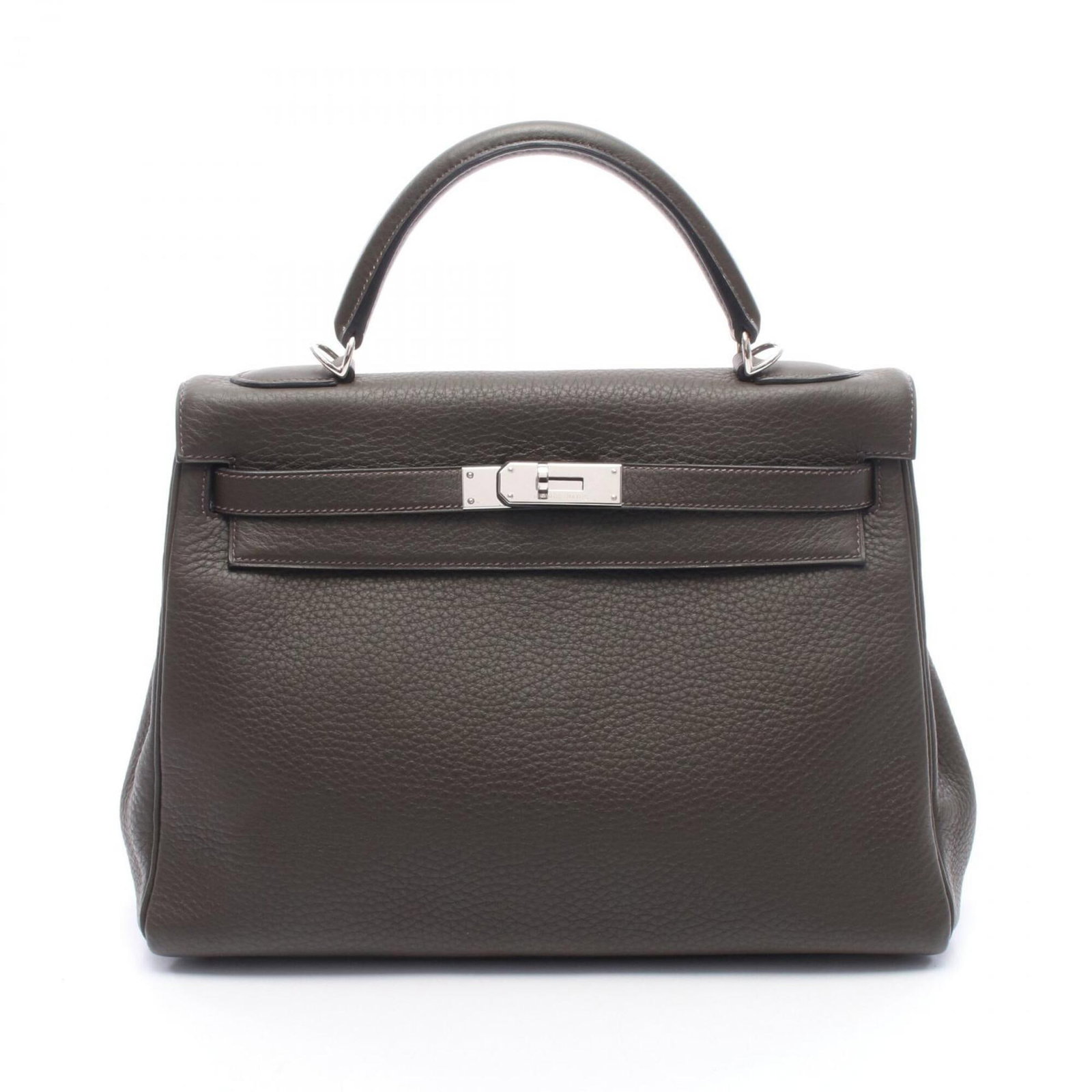 Hermes Handbag Taurillon Leather Clemence: Hermes Handbag Taurillon Leather Clemence Taurillon clemence leather gives this Khaki Hermes Handbag its unique texture and depth, while the classic design ensures timeless elegance. Measuring 23cm x 
