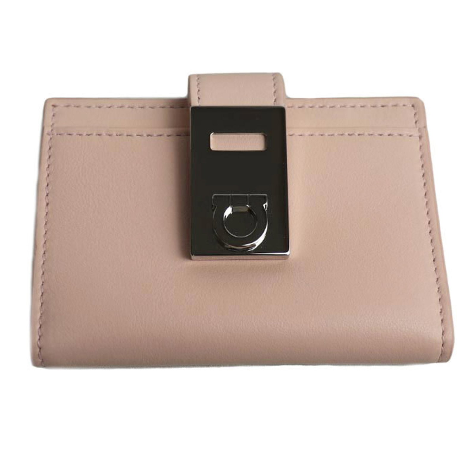 Salvatore Ferragamo Wallet (Bi-Fold) Leather: Salvatore Ferragamo Wallet (Bi-Fold) Leather Light pink calfskin leather bi-fold wallet from Salvatore Ferragamo, crafted with attention to detail and presented in its original box. This stylish