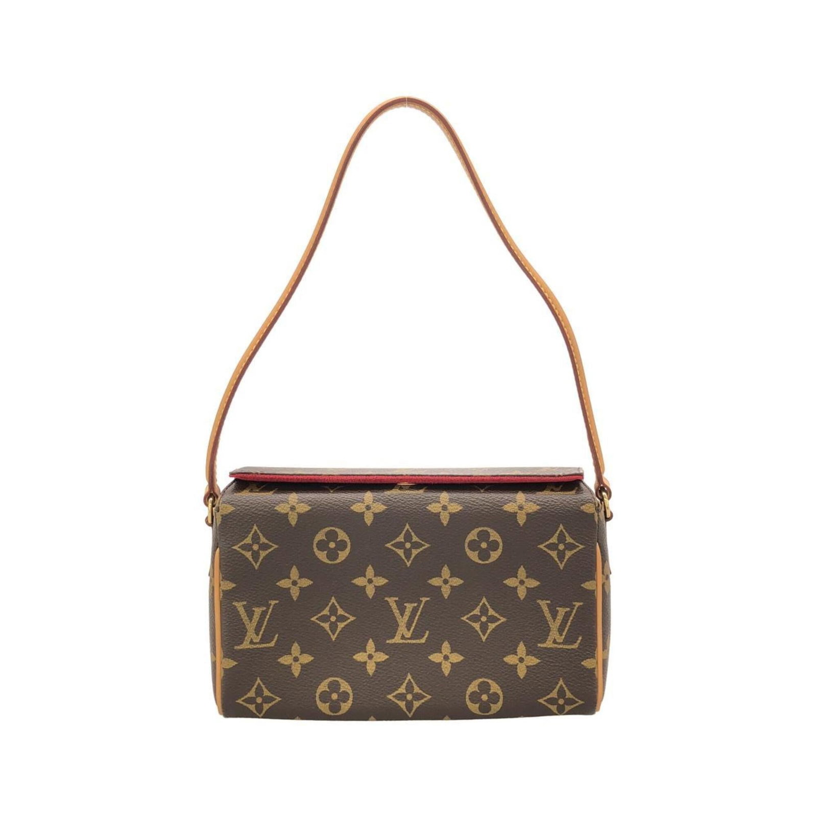 Shoulder bag coated canvas by Louis Vuitton: Shoulder bag coated canvas by Louis Vuitton Coated canvas by Louis Vuitton, featuring a classic shoulder bag design with a signature maroon color. This stylish accessory boasts a compact size and