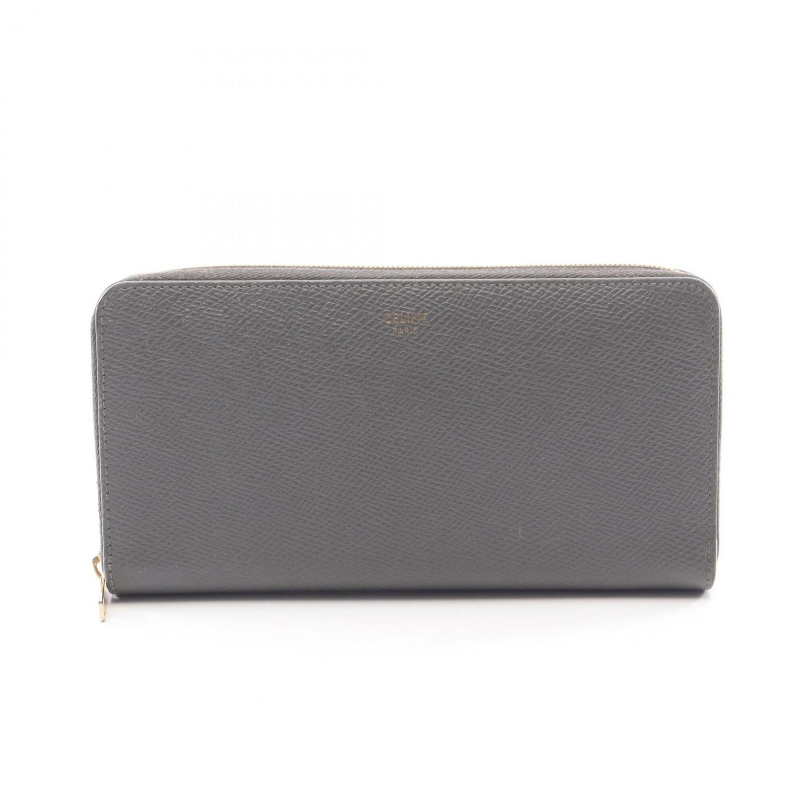 Celine Long Wallet (Bi-Fold) Leather: Celine Long Wallet (Bi-Fold) Leather The Celine Long Wallet (Bi-Fold) Leather features a sleek gray leather design, measuring 10cm x 19cm x 2cm. This bi-fold wallet boasts a compact size while