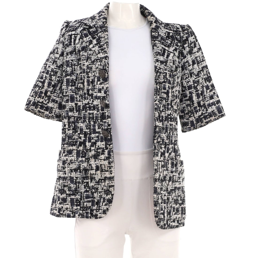 Women's Tweed Jacket Button Up Short Sleeve Chanel (1 of 4)