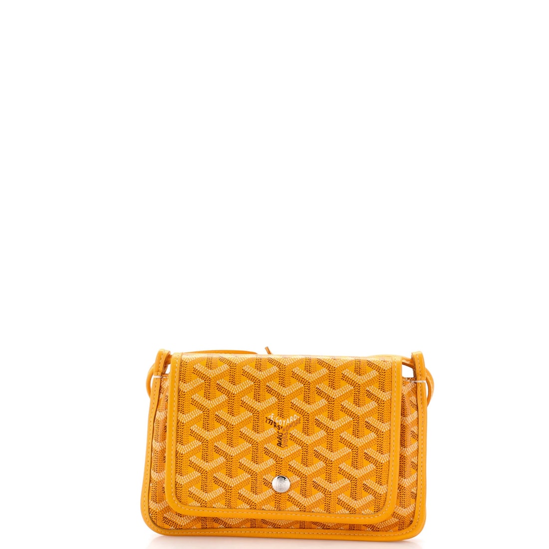 Goyard Plumet Clutch Wallet Coated Canvas: Goyard Plumet Clutch Wallet Coated Canvas The Goyard Plumet Clutch Wallet Coated Canvas is a stylish and functional cross body bag with a canvas coated exterior in bright yellow. Measuring 10" from th