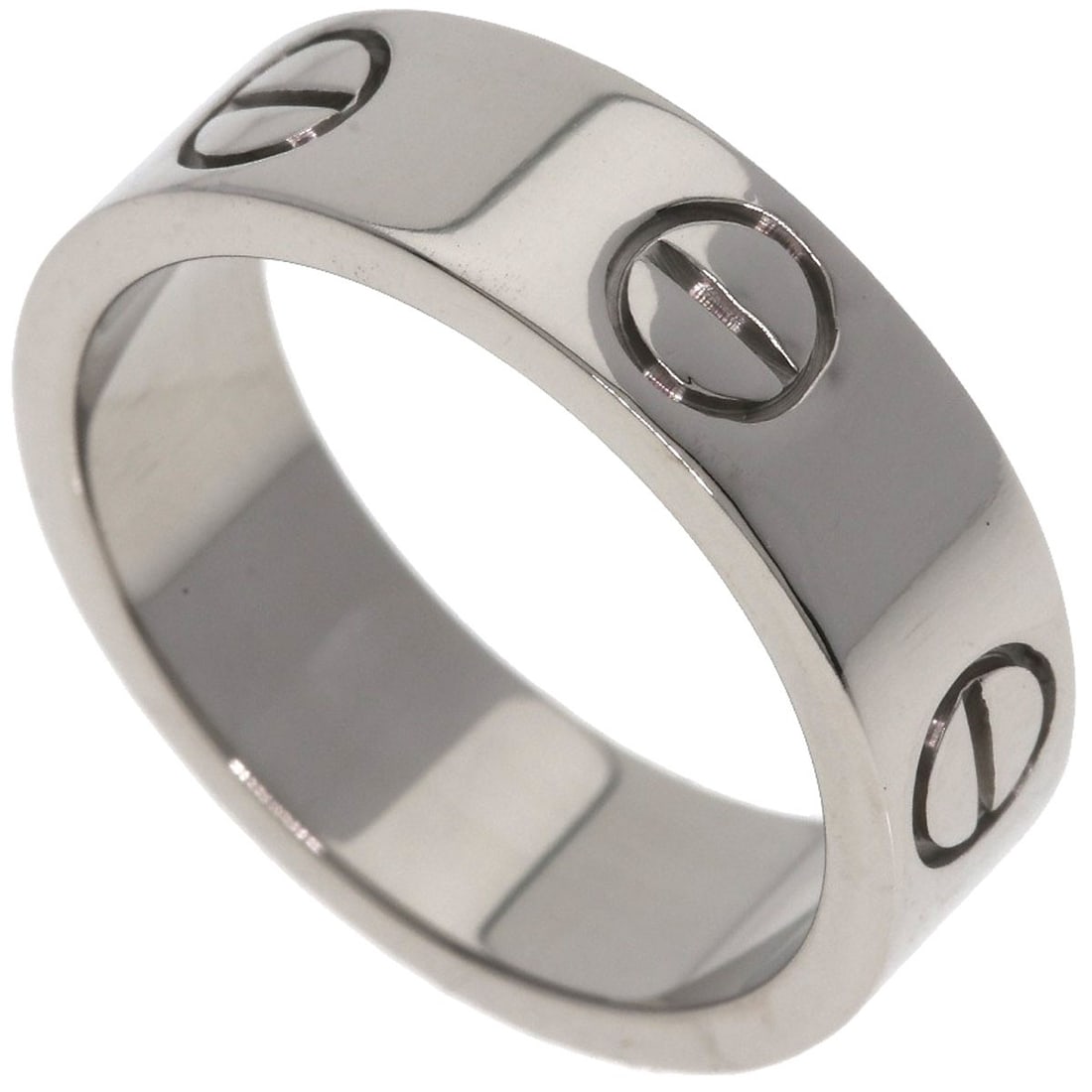 Love Cartier White K18 Gold Ring: Love Cartier White K18 Gold Ring K18 White Gold Cartier Ring for sale, featuring a sleek and modern design. This silver metal ring boasts the iconic Cartier style, crafted from high-quality K18 gold f