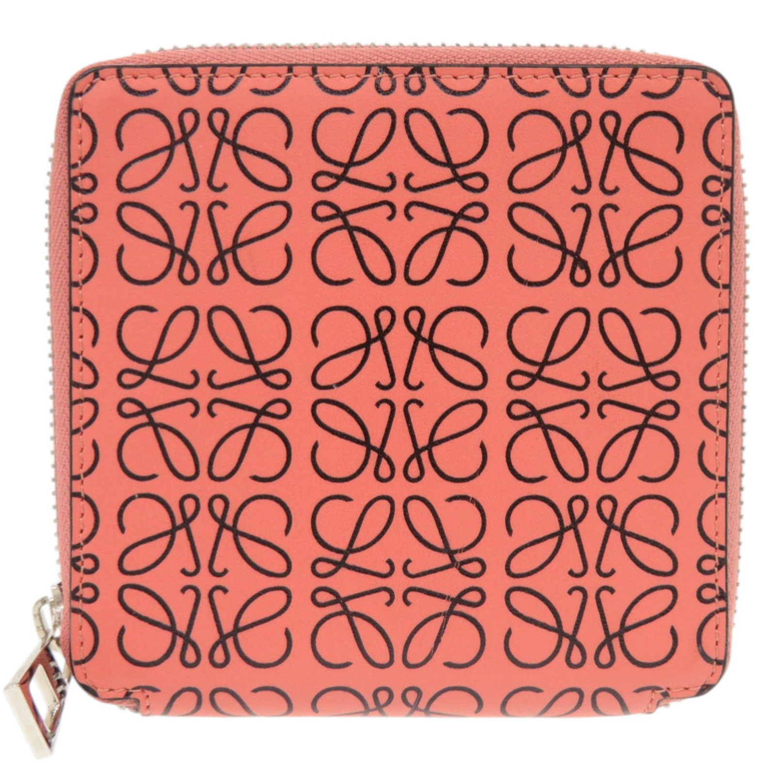 Wallet Bi Fold Leather Loewe: Wallet Bi Fold Leather Loewe Black and pink bi-fold leather wallet from Loewe, Spain. Made from high-quality leather, this elegant wallet measures 10.5cm x 10.5cm x 2cm. A stylish accessory for everyd
