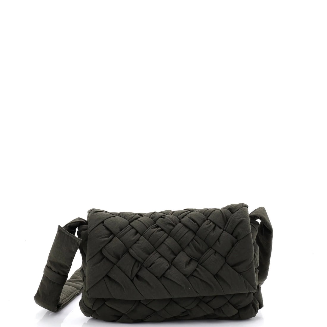 Nyl Intrecciato Small Bag Shoulder Rumple Veneta: Nyl Intrecciato Small Bag Shoulder Rumple Veneta The Bottega Veneta Nyl Intrecciato Small Bag Shoulder Rumple Veneta boasts a striking green exterior made from high-quality nylon, featuring the